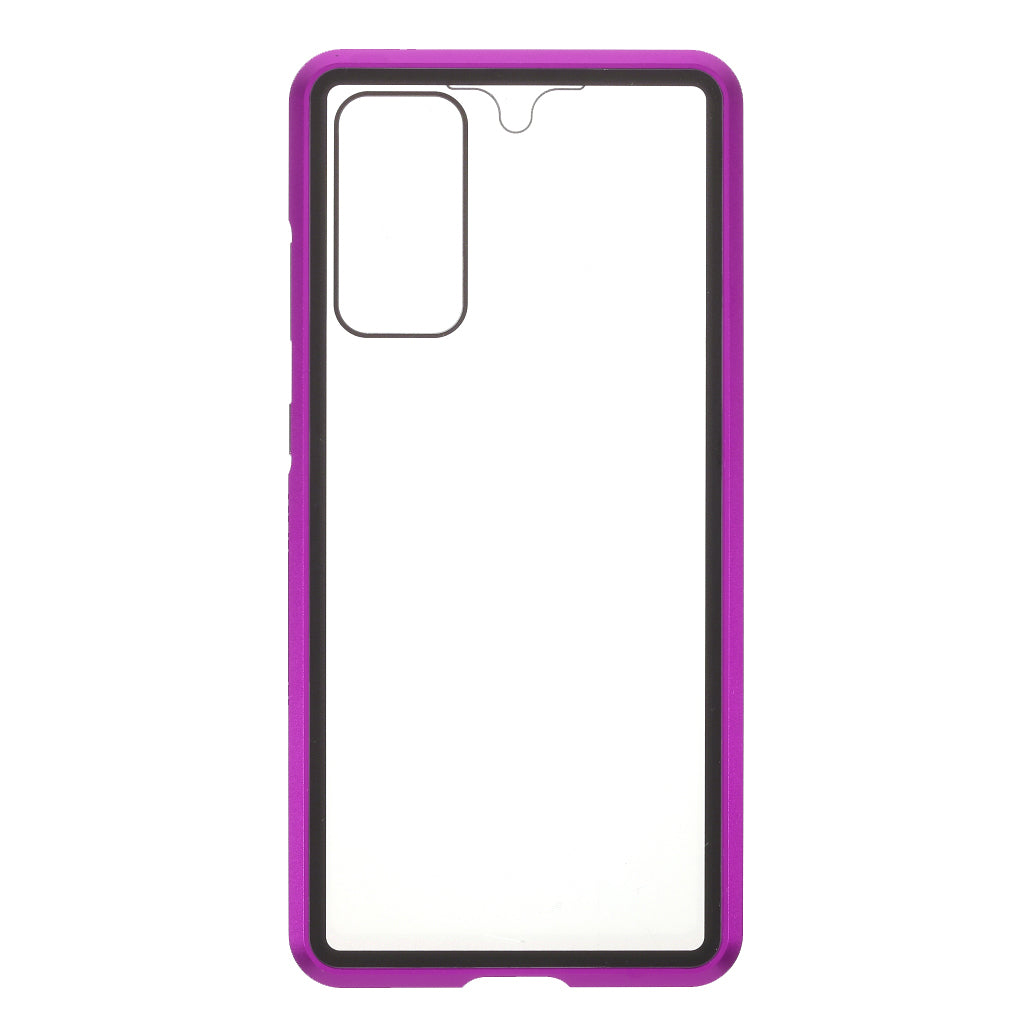 For Samsung Galaxy S20 FE 4G / 5G / S20 Lite / S20 FE 2022 Double-sided Tempered Glass + Magnetic Metal Frame Phone Case - Purple