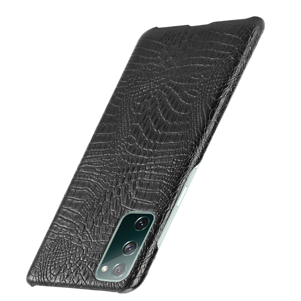 For Samsung Galaxy S20 FE 4G/5G/S20 Lite/S20 FE 2022 Crocodile Texture PU Leather Coated Plastic Phone Case - Black