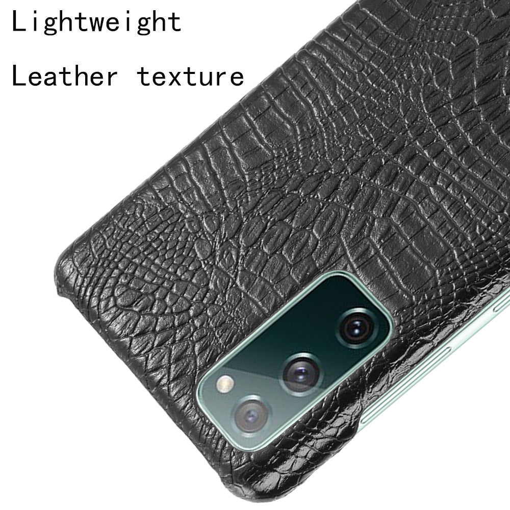 For Samsung Galaxy S20 FE 4G/5G/S20 Lite/S20 FE 2022 Crocodile Texture PU Leather Coated Plastic Phone Case - Black