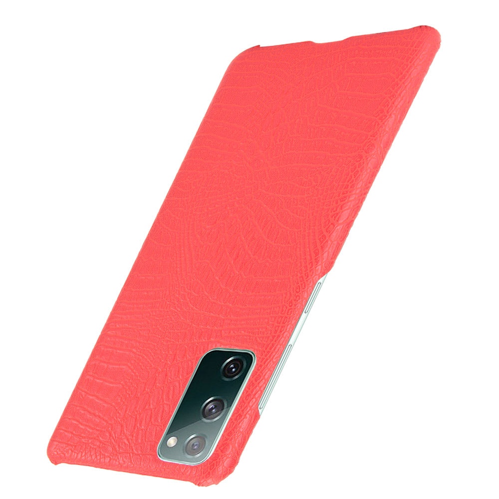 For Samsung Galaxy S20 FE 4G/5G/S20 Lite/S20 FE 2022 Crocodile Texture PU Leather Coated Plastic Phone Case - Red