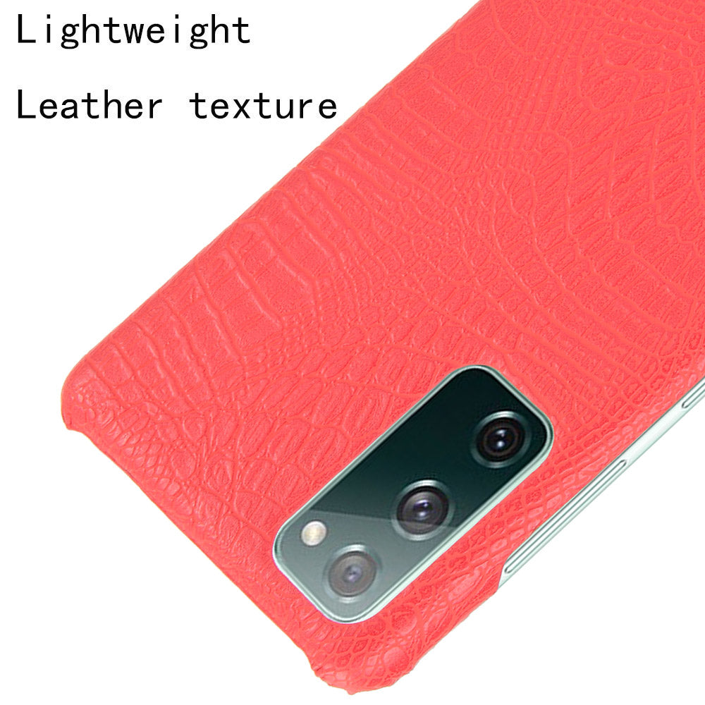 For Samsung Galaxy S20 FE 4G/5G/S20 Lite/S20 FE 2022 Crocodile Texture PU Leather Coated Plastic Phone Case - Red