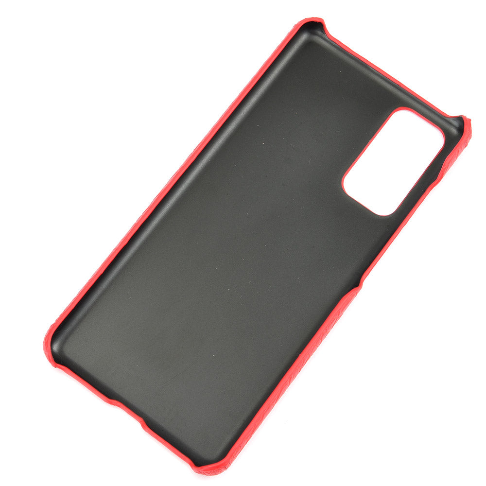 For Samsung Galaxy S20 FE 4G/5G/S20 Lite/S20 FE 2022 Crocodile Texture PU Leather Coated Plastic Phone Case - Red