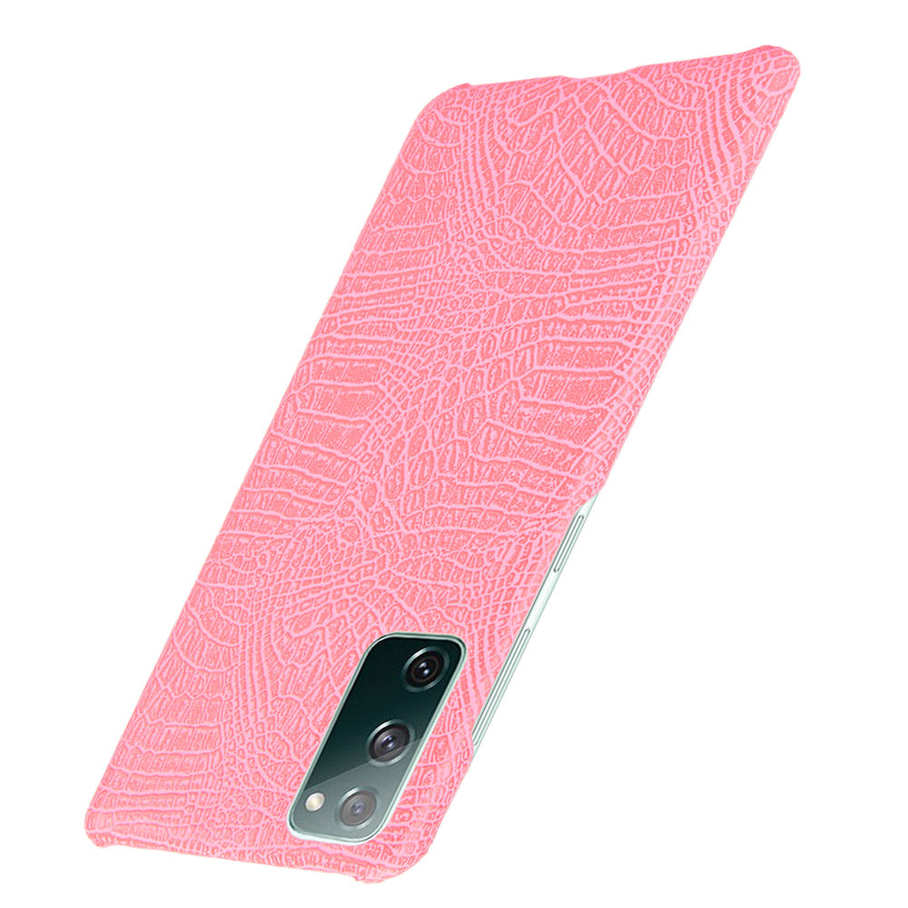 For Samsung Galaxy S20 FE 4G/5G/S20 Lite/S20 FE 2022 Crocodile Texture PU Leather Coated Plastic Phone Case - Pink