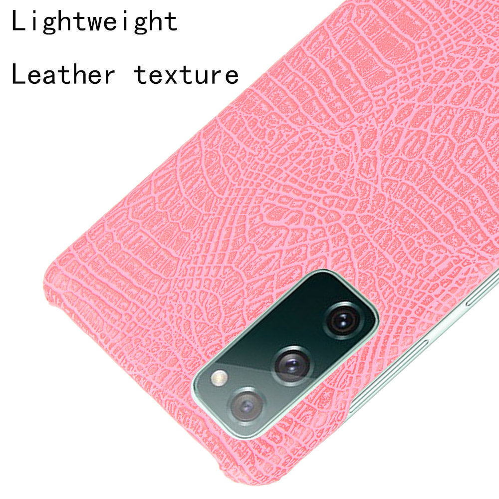 For Samsung Galaxy S20 FE 4G/5G/S20 Lite/S20 FE 2022 Crocodile Texture PU Leather Coated Plastic Phone Case - Pink