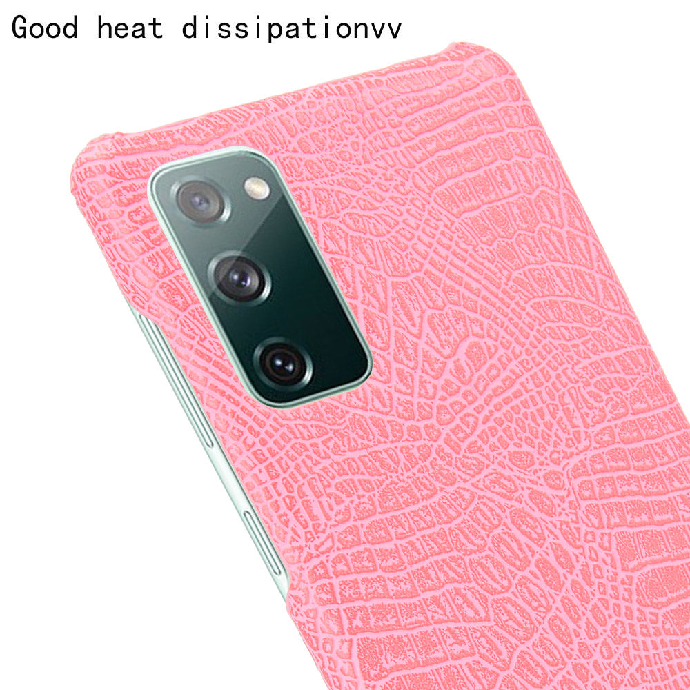 For Samsung Galaxy S20 FE 4G/5G/S20 Lite/S20 FE 2022 Crocodile Texture PU Leather Coated Plastic Phone Case - Pink