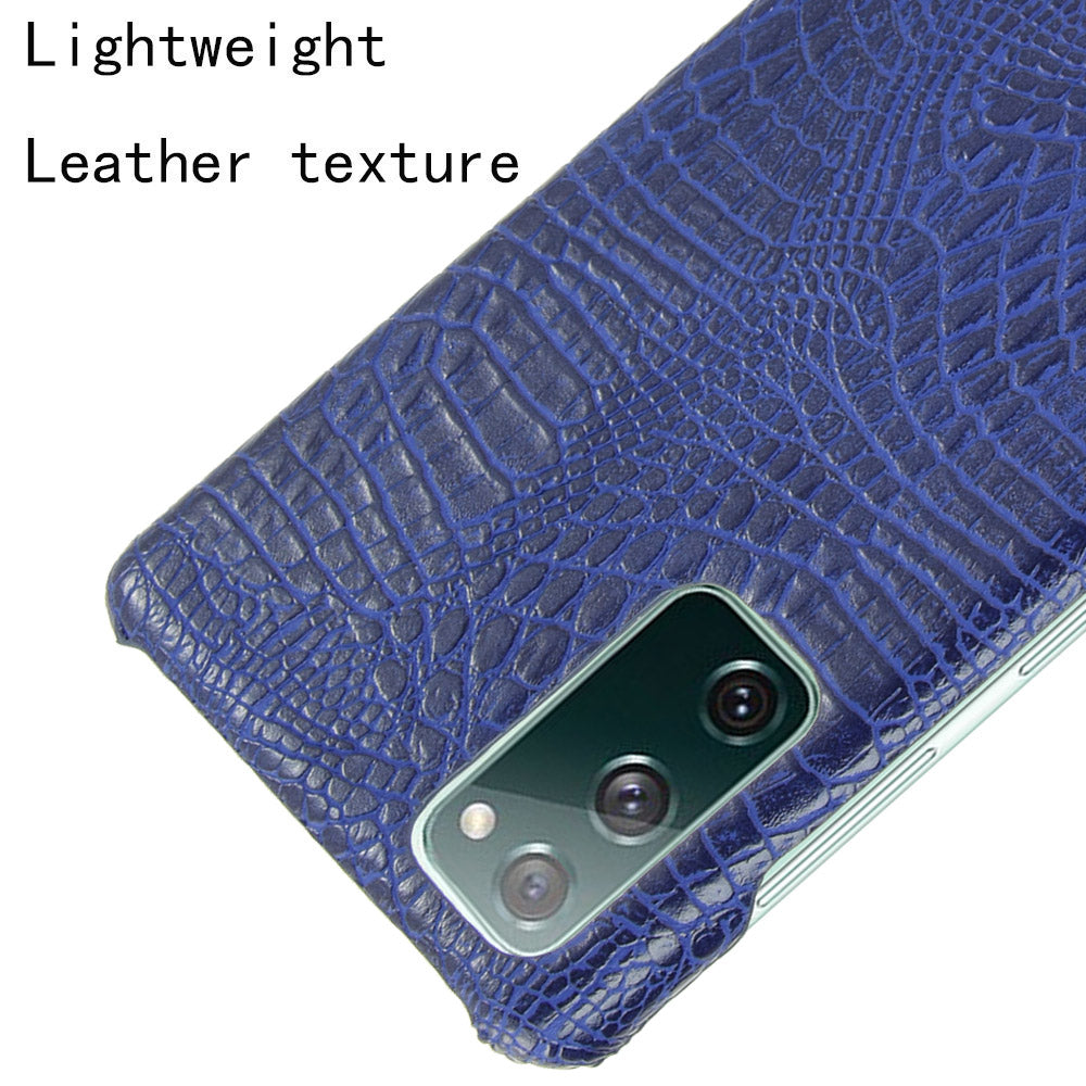 For Samsung Galaxy S20 FE 4G/5G/S20 Lite/S20 FE 2022 Crocodile Texture PU Leather Coated Plastic Phone Case - Blue