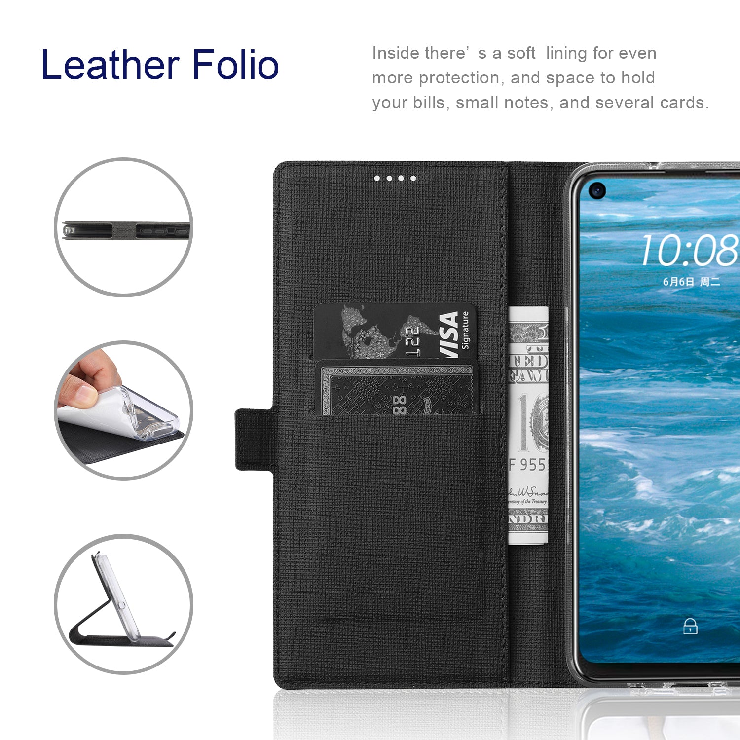 VILI K Series for Samsung Galaxy S20 FE 4G/5G/S20 Lite/S20 FE 2022 Wallet Stand Leather Cover - Black