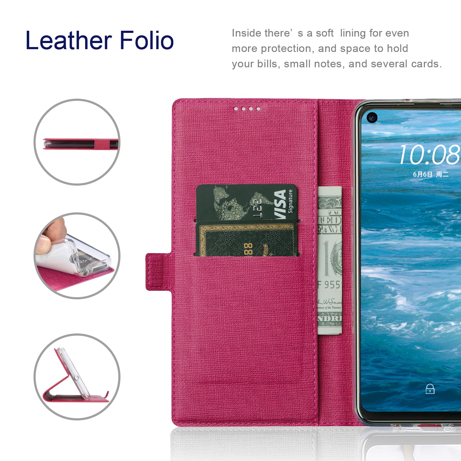 VILI K Series for Samsung Galaxy S20 FE 4G/5G/S20 Lite/S20 FE 2022 Wallet Stand Leather Cover - Rose