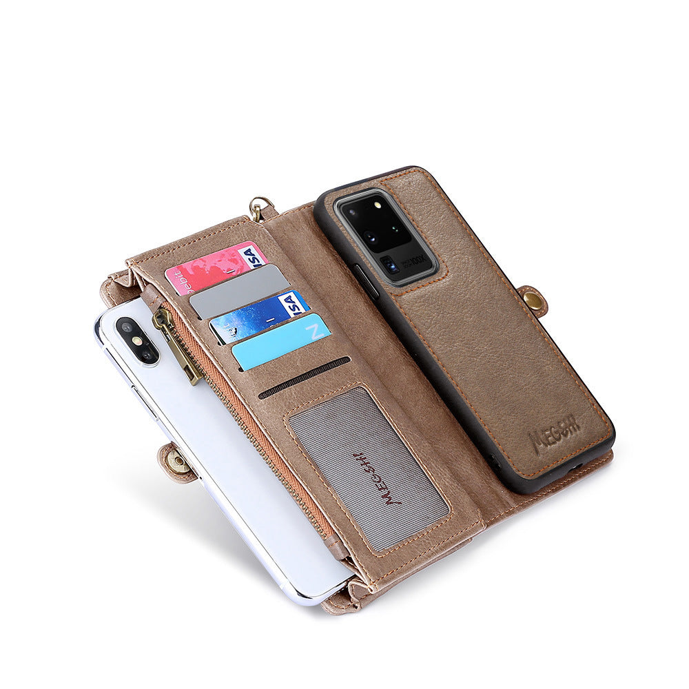 MEGSHI Detachable 2 in 1 Leather Wallet Design Case for Samsung Galaxy S20 FE/S20 Fan Edition/S20 FE 5G/S20 Fan Edition 5G/S20 Lite - Brown