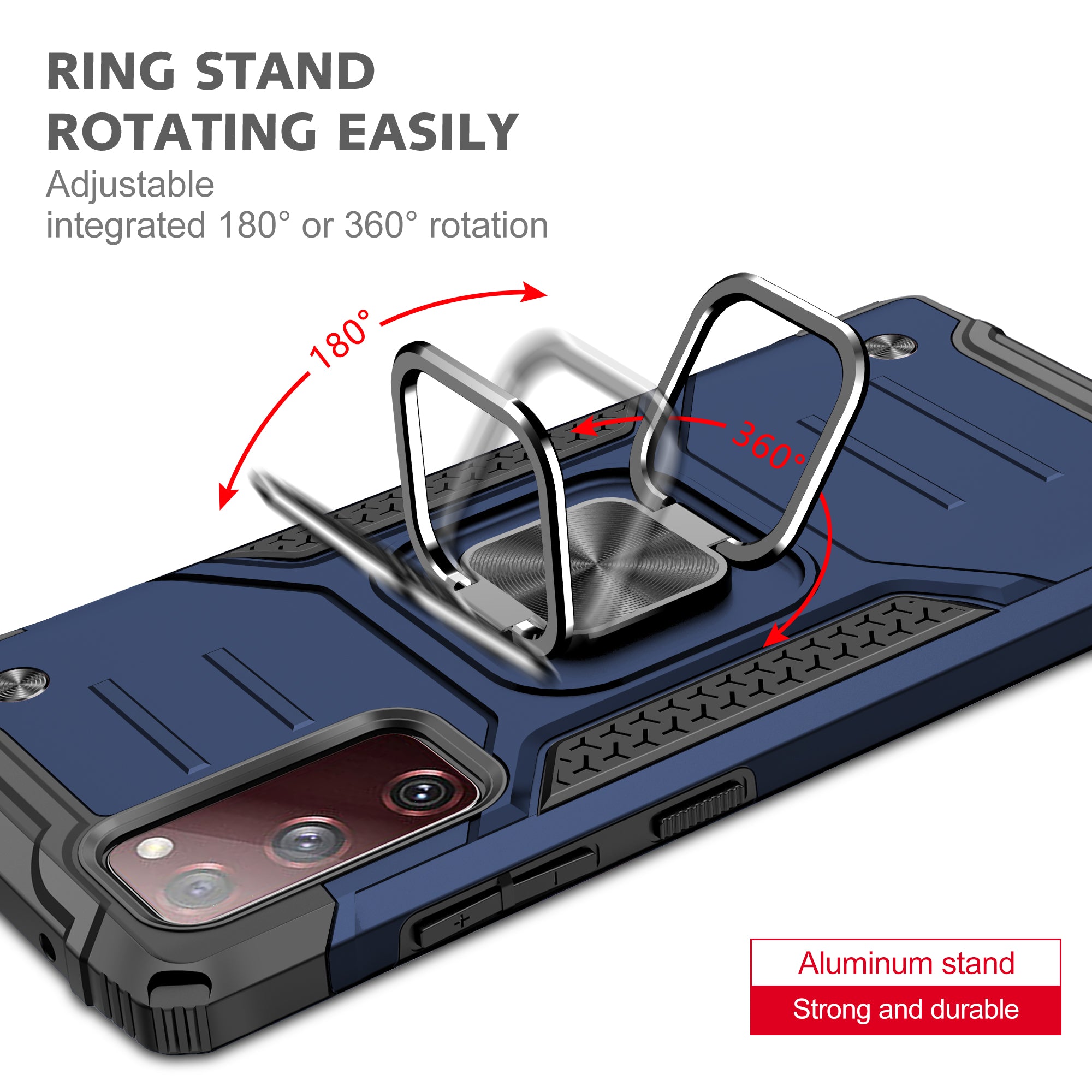 For Samsung Galaxy S20 FE 4G/5G/S20 Lite/S20 FE 2022 2-in-1 TPU + PC + Metal Cover Case with Metal Sheet + Ring Kickstand - Blue