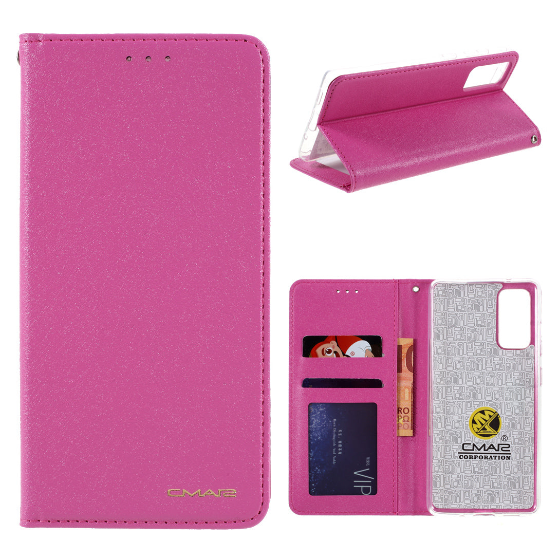 CMAI2 for Samsung Galaxy S20 FE 4G/5G/S20 Lite/S20 FE 2022 Auto-absorbed Folio PU Leather Cover with Card Slots - Rose