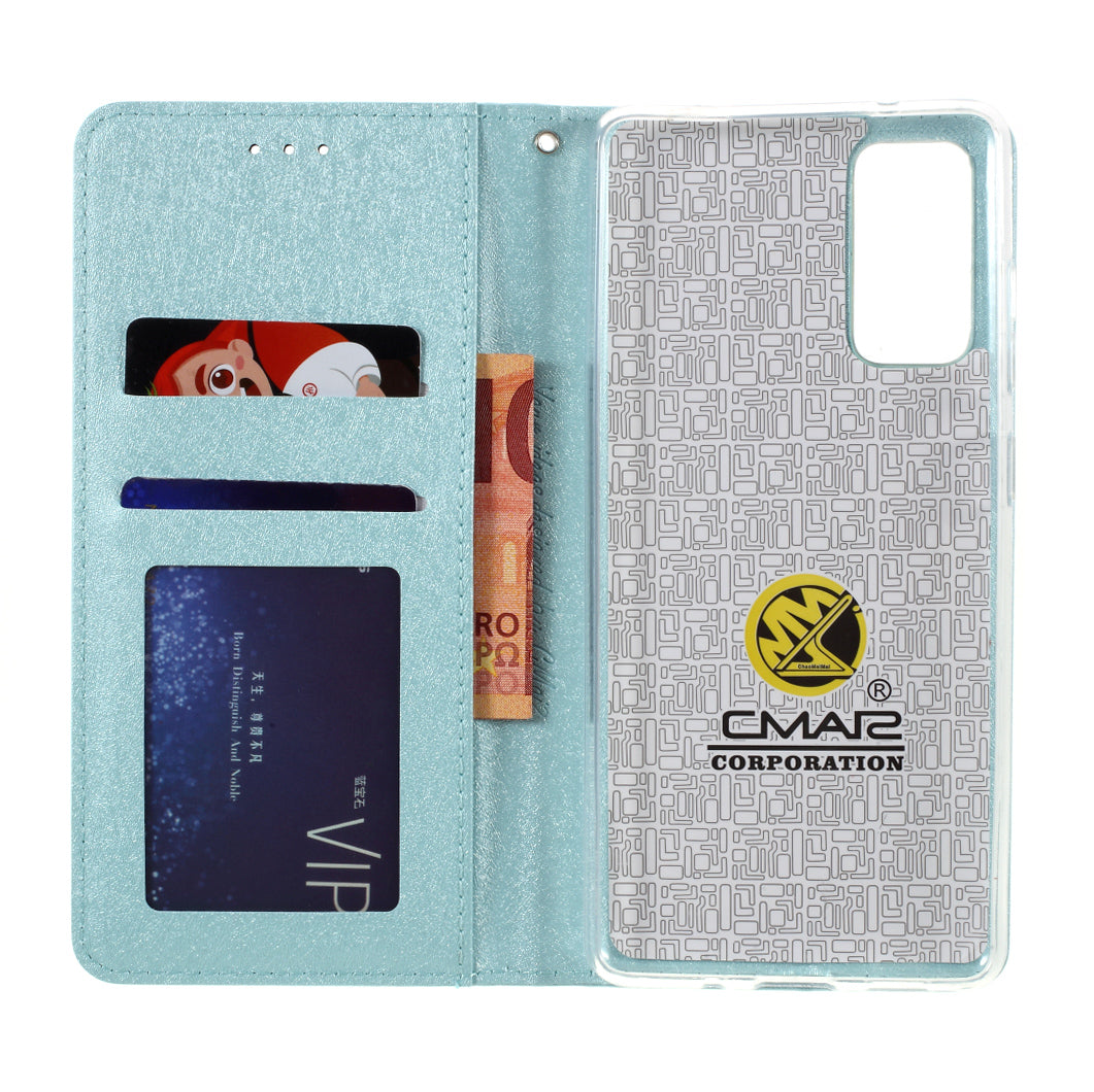 CMAI2 for Samsung Galaxy S20 FE 4G/5G/S20 Lite/S20 FE 2022 Auto-absorbed Folio PU Leather Cover with Card Slots - Baby Blue