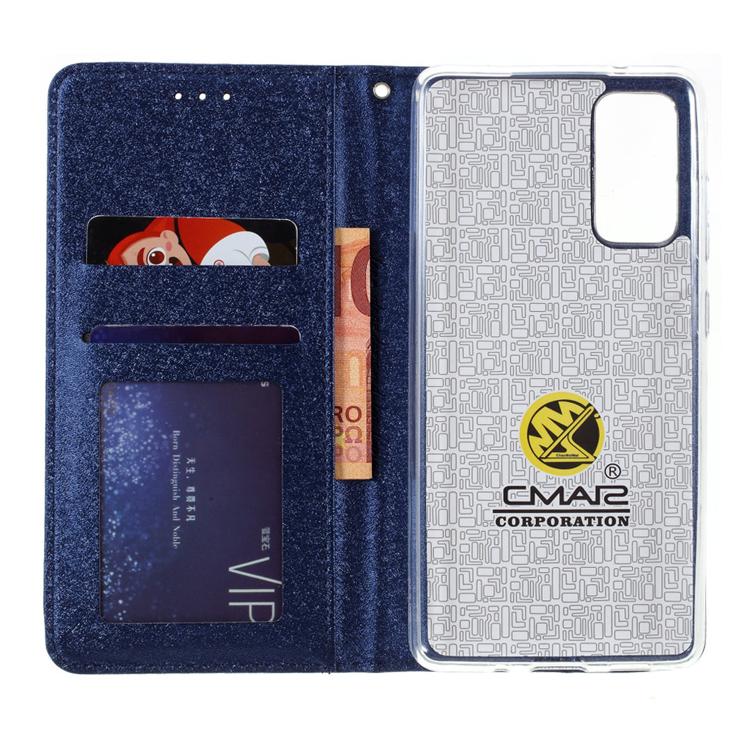 CMAI2 for Samsung Galaxy S20 FE 4G/5G/S20 Lite/S20 FE 2022 Auto-absorbed Folio PU Leather Cover with Card Slots - Dark Blue