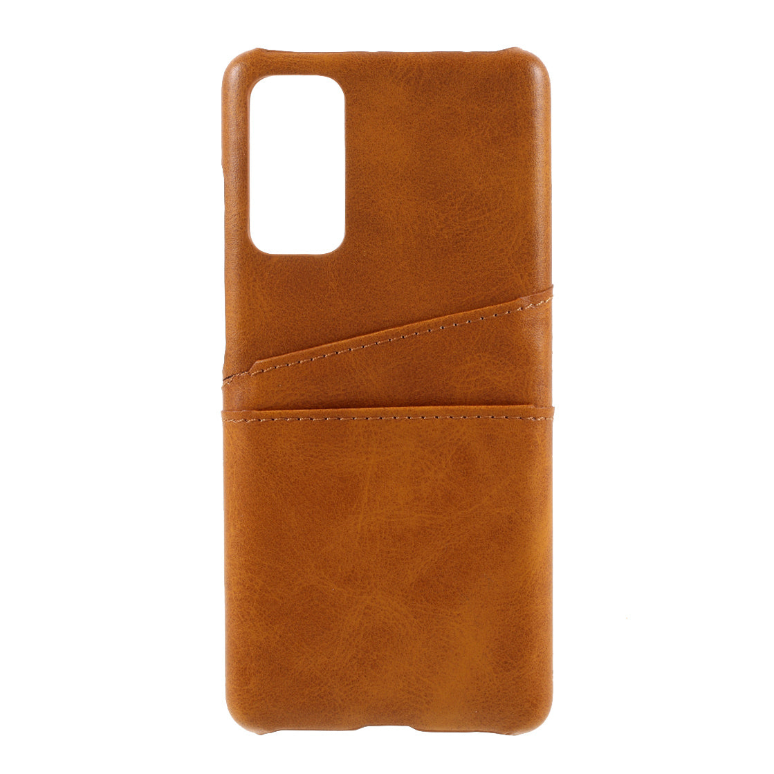 For Samsung Galaxy S20 FE 4G/5G/S20 Lite/S20 FE 2022 Double Card Slots PU Leather Coated PC Cover - Brown