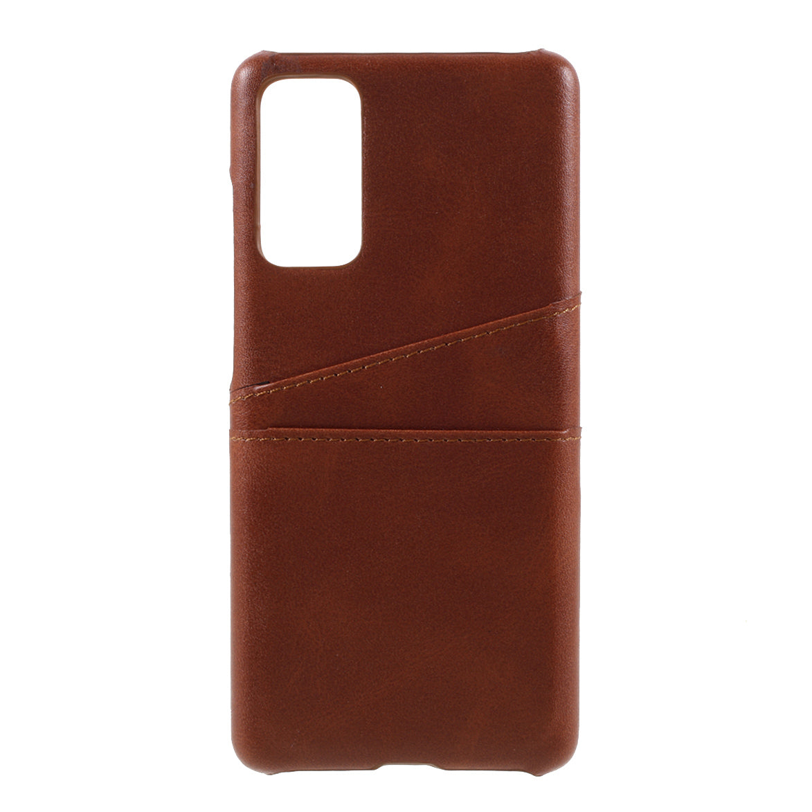 For Samsung Galaxy S20 FE 4G/5G/S20 Lite/S20 FE 2022 Double Card Slots PU Leather Coated PC Cover - Dark Brown