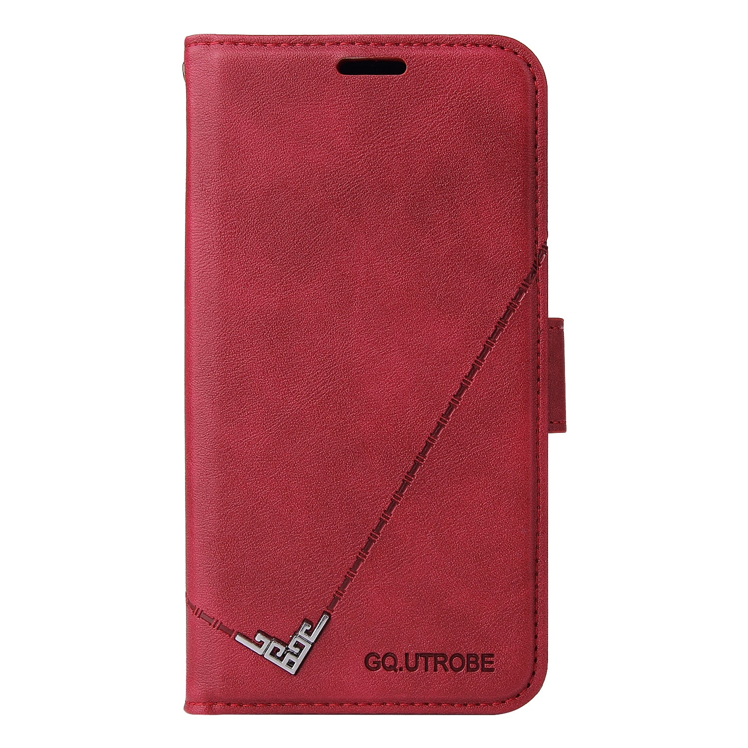 GQ.UTROBE Rectangular Metal Decor Stand Leather Cover for Samsung Galaxy S20 FE/S20 Fan Edition/S20 FE 5G/S20 Fan Edition 5G - Red