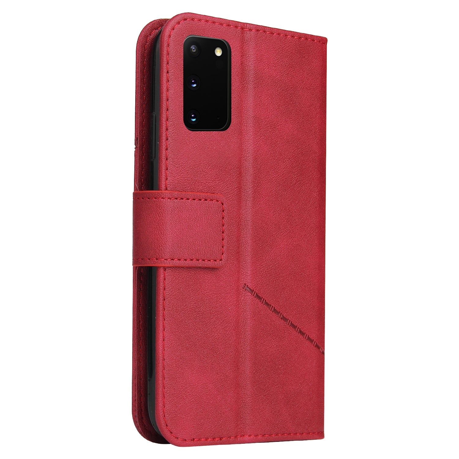 GQ.UTROBE Rectangular Metal Decor Stand Leather Cover for Samsung Galaxy S20 FE/S20 Fan Edition/S20 FE 5G/S20 Fan Edition 5G - Red