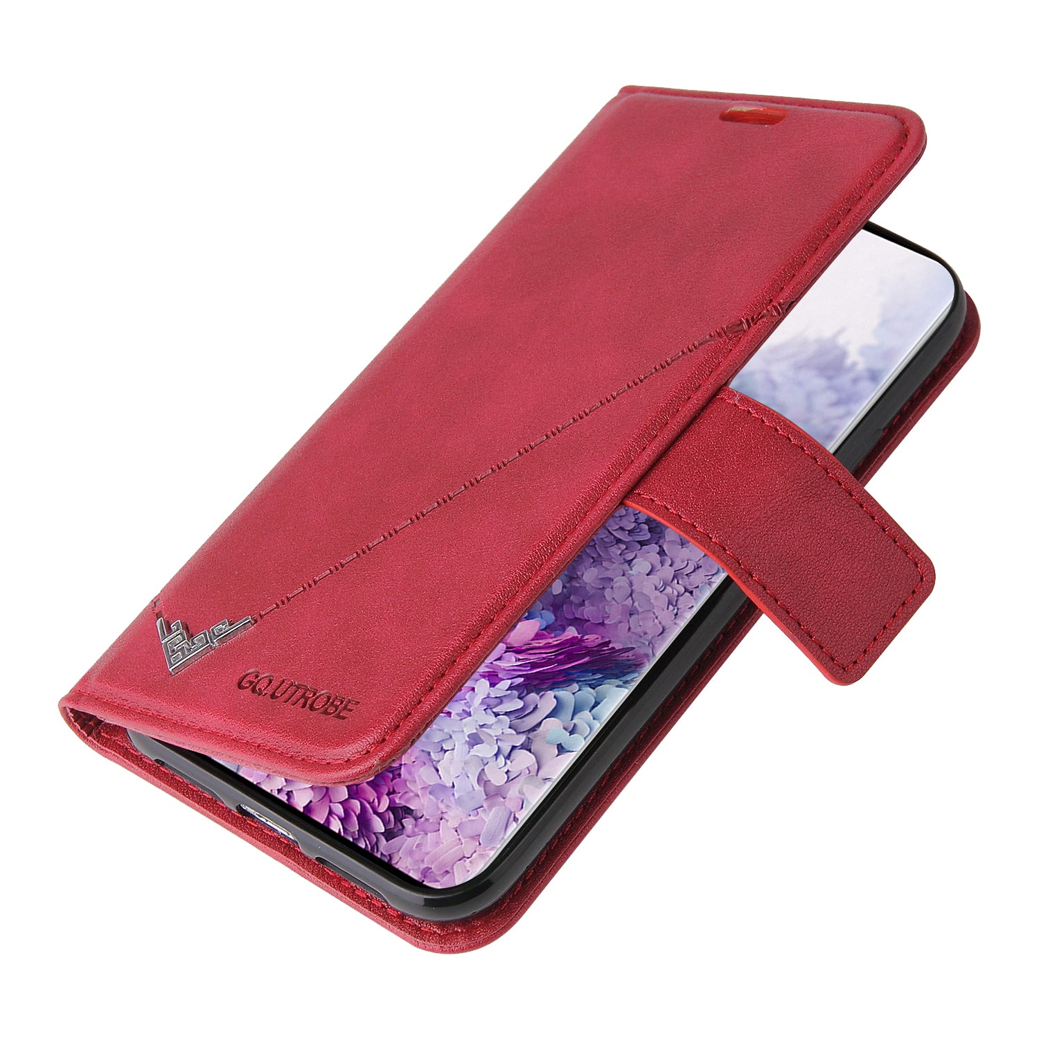 GQ.UTROBE Rectangular Metal Decor Stand Leather Cover for Samsung Galaxy S20 FE/S20 Fan Edition/S20 FE 5G/S20 Fan Edition 5G - Red