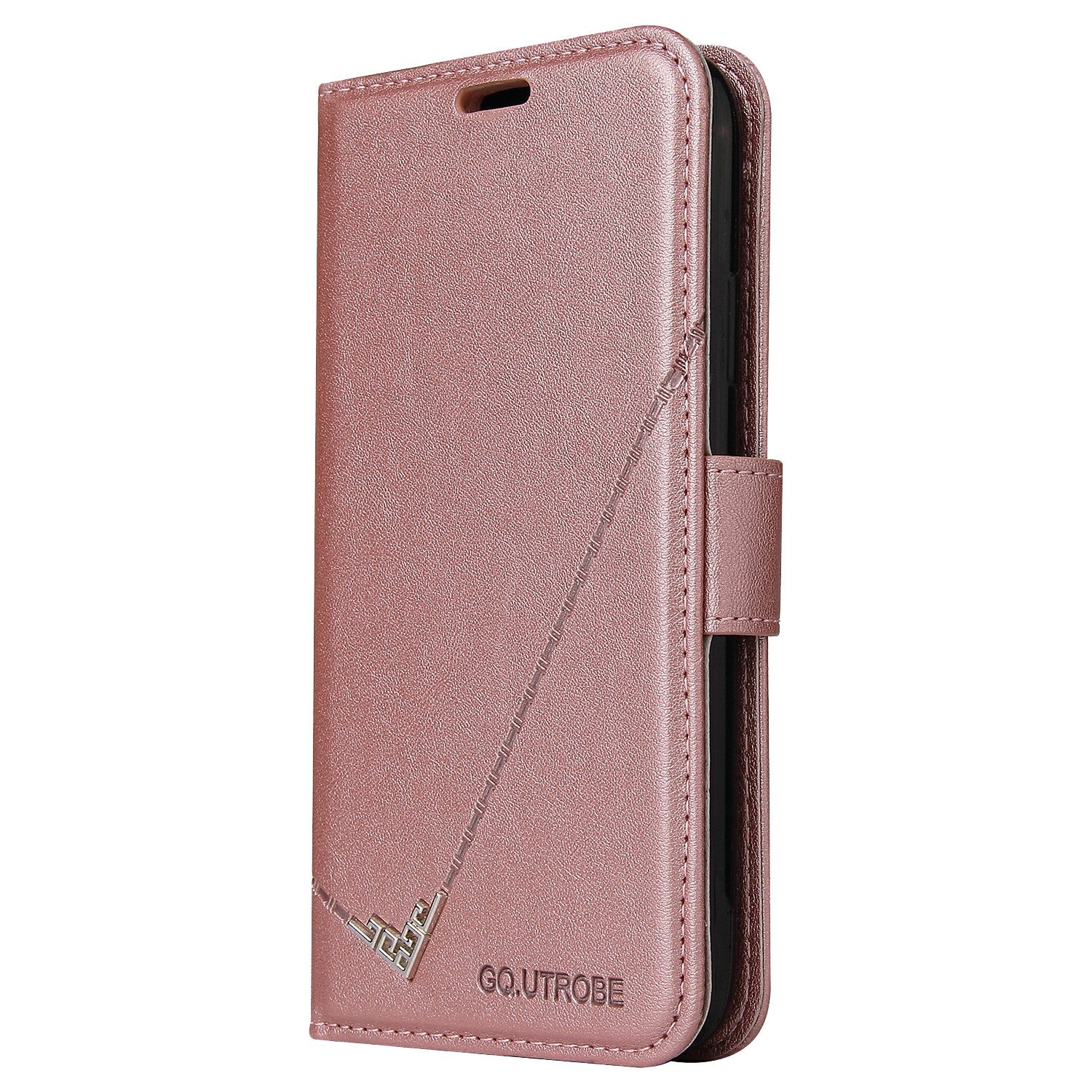 GQ.UTROBE Rectangular Metal Decor Stand Leather Cover for Samsung Galaxy S20 FE/S20 Fan Edition/S20 FE 5G/S20 Fan Edition 5G - Rose Gold