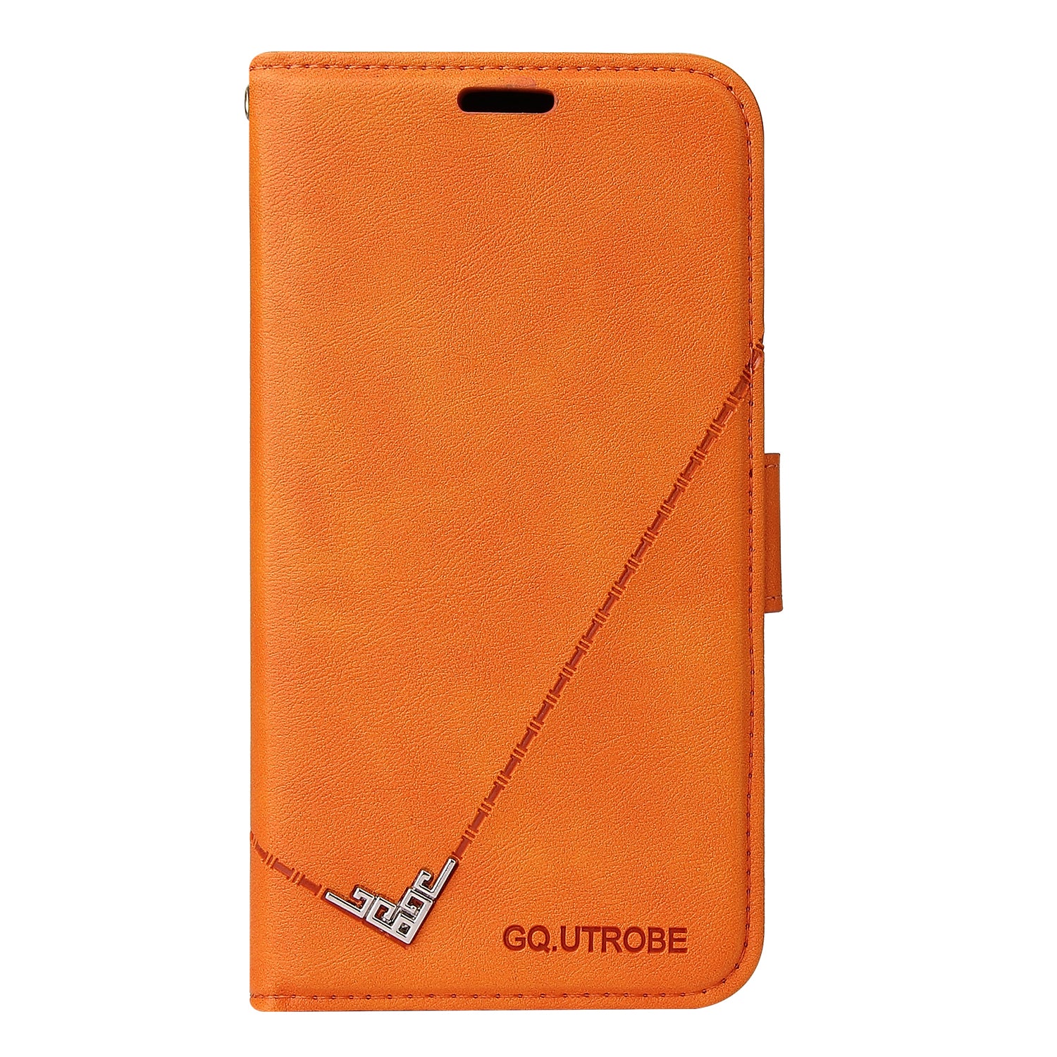 GQ.UTROBE Rectangular Metal Decor Stand Leather Cover for Samsung Galaxy S20 FE/S20 Fan Edition/S20 FE 5G/S20 Fan Edition 5G - Orange