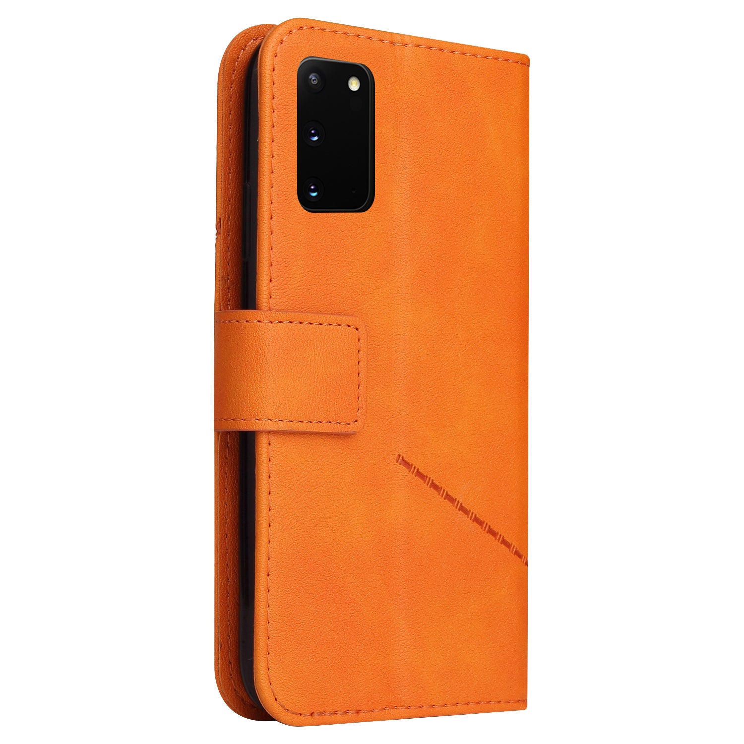 GQ.UTROBE Rectangular Metal Decor Stand Leather Cover for Samsung Galaxy S20 FE/S20 Fan Edition/S20 FE 5G/S20 Fan Edition 5G - Orange