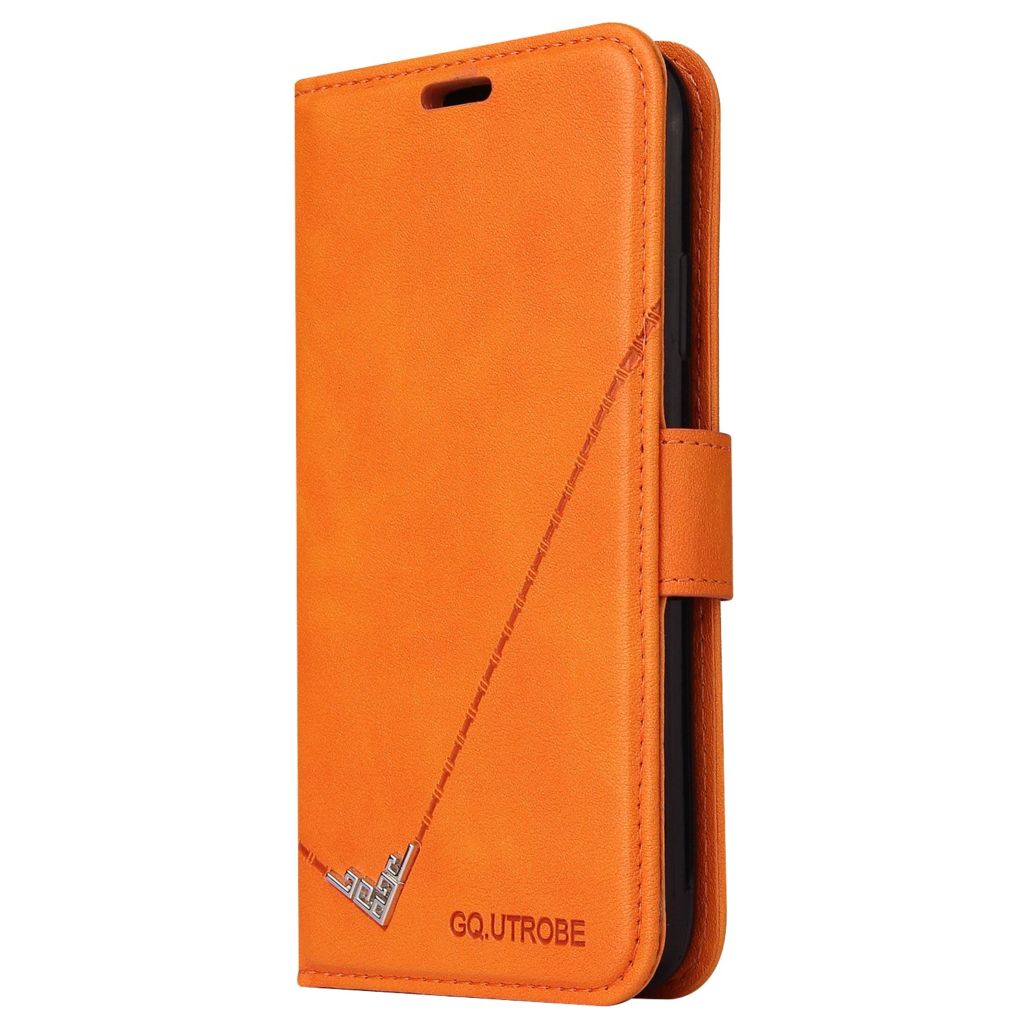 GQ.UTROBE Rectangular Metal Decor Stand Leather Cover for Samsung Galaxy S20 FE/S20 Fan Edition/S20 FE 5G/S20 Fan Edition 5G - Orange