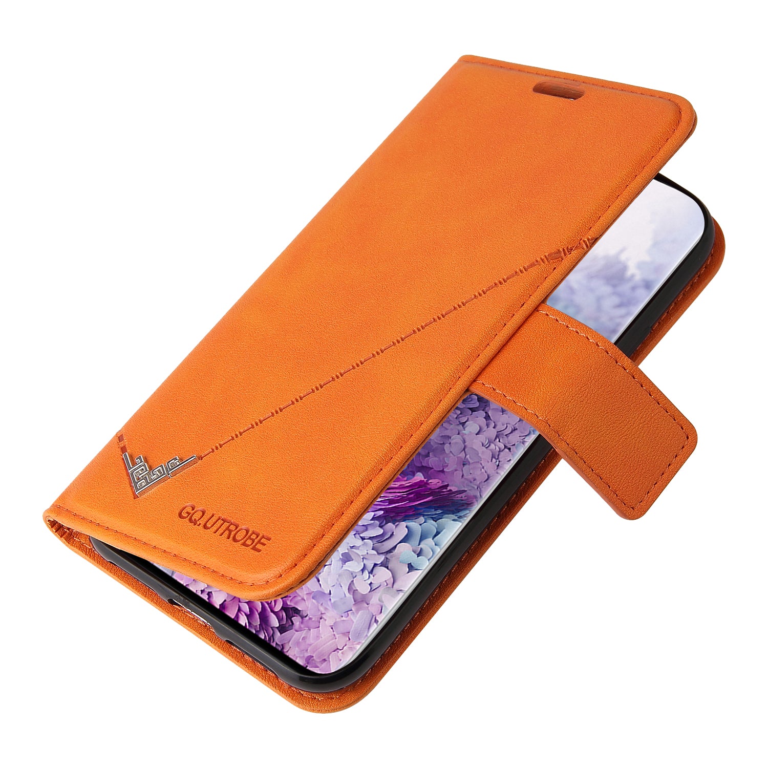 GQ.UTROBE Rectangular Metal Decor Stand Leather Cover for Samsung Galaxy S20 FE/S20 Fan Edition/S20 FE 5G/S20 Fan Edition 5G - Orange