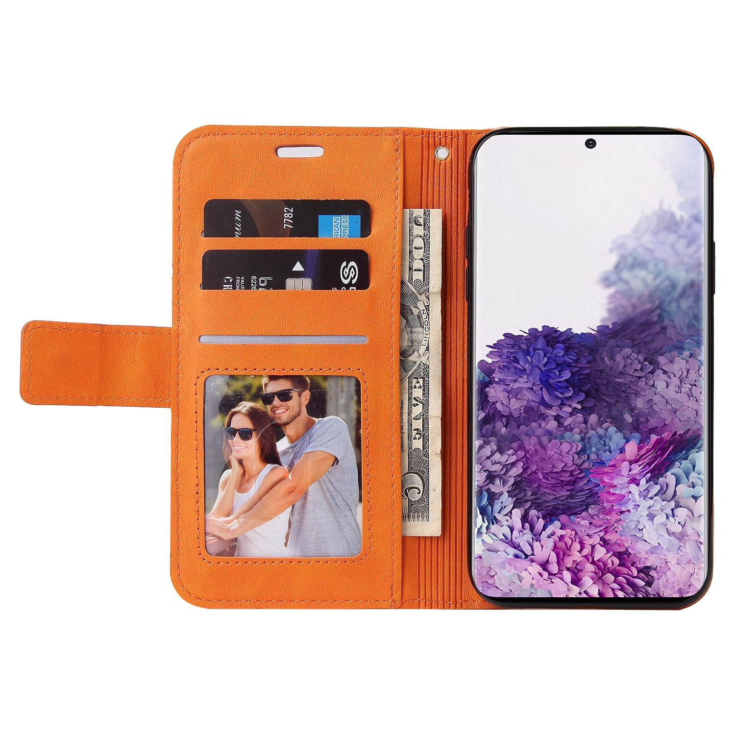 GQ.UTROBE Rectangular Metal Decor Stand Leather Cover for Samsung Galaxy S20 FE/S20 Fan Edition/S20 FE 5G/S20 Fan Edition 5G - Orange