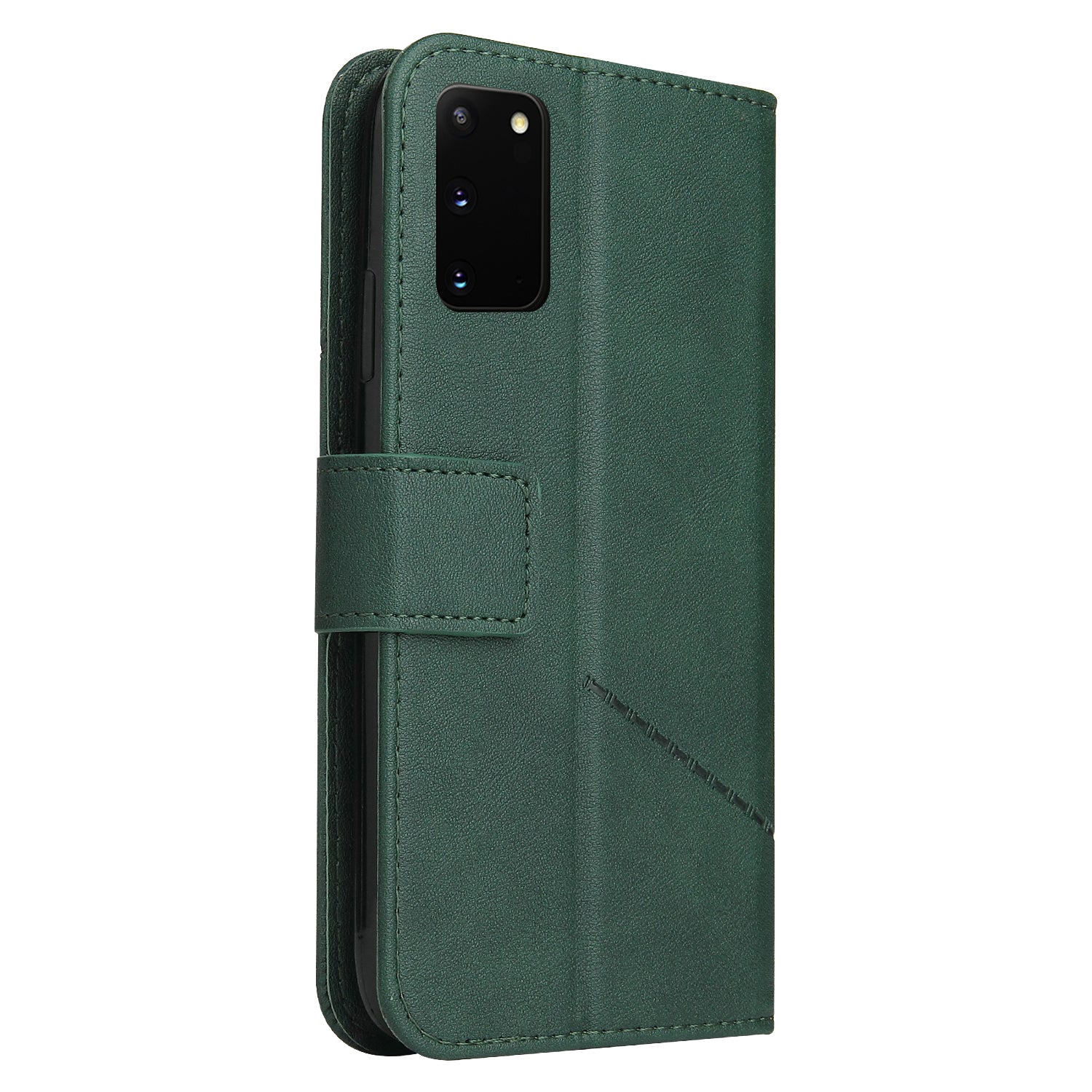 GQ.UTROBE Rectangular Metal Decor Stand Leather Cover for Samsung Galaxy S20 FE/S20 Fan Edition/S20 FE 5G/S20 Fan Edition 5G - Green