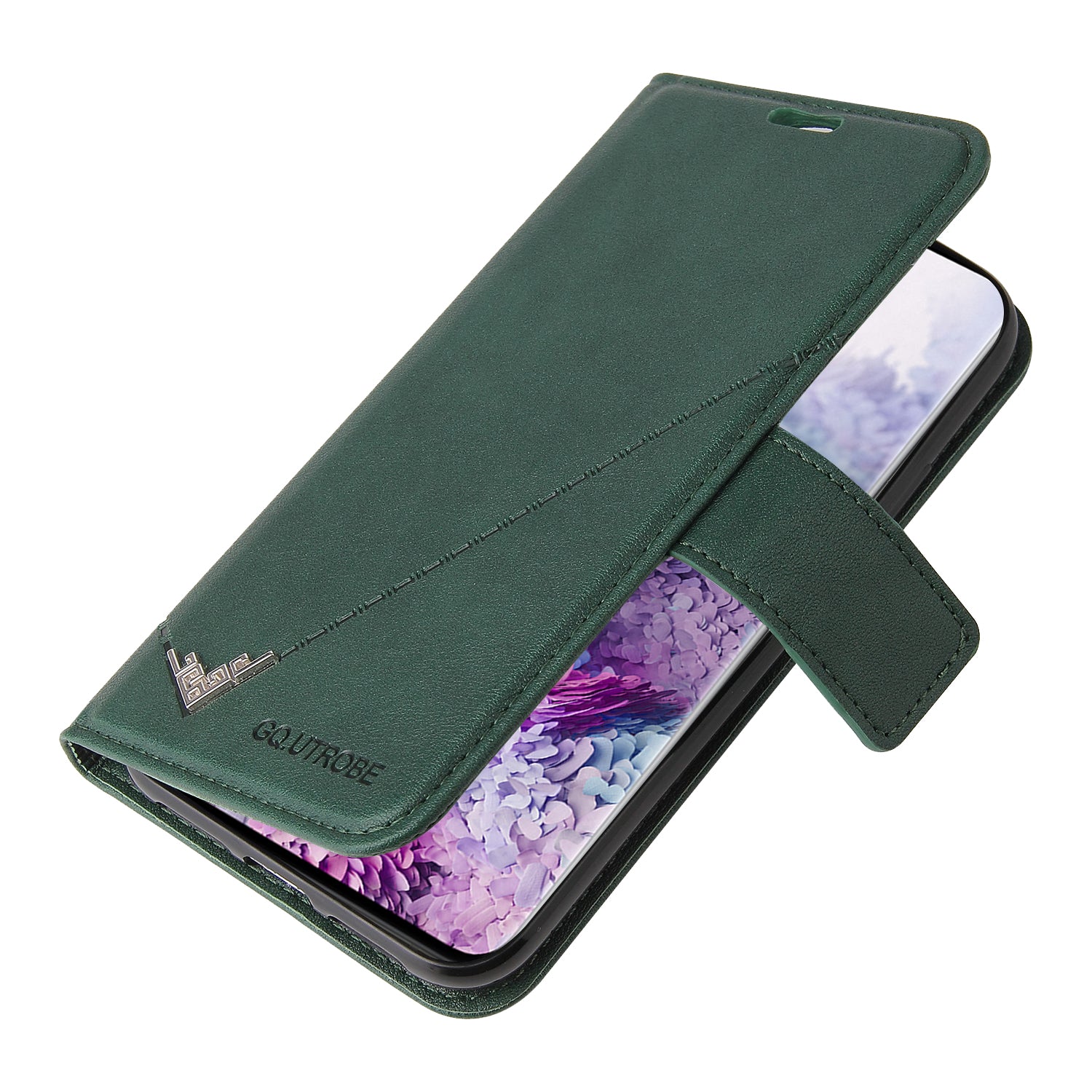 GQ.UTROBE Rectangular Metal Decor Stand Leather Cover for Samsung Galaxy S20 FE/S20 Fan Edition/S20 FE 5G/S20 Fan Edition 5G - Green