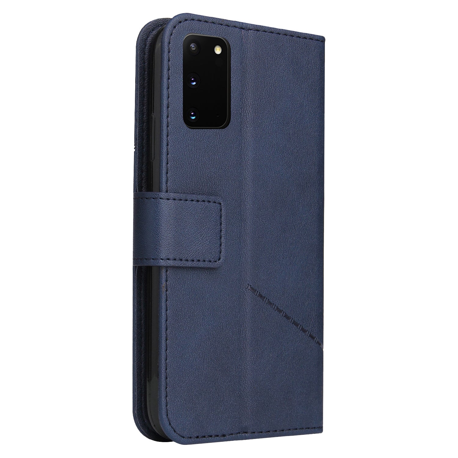 GQ.UTROBE Rectangular Metal Decor Stand Leather Cover for Samsung Galaxy S20 FE/S20 Fan Edition/S20 FE 5G/S20 Fan Edition 5G - Blue