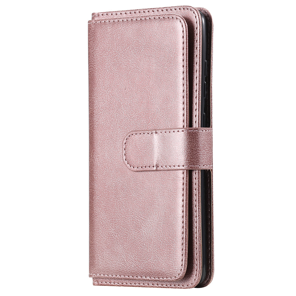 For Samsung Galaxy S20 FE 4G/S20 Fan Edition 4G/S20 FE 5G/S20 Fan Edition 5G/S20 Lite/S20 FE 2022 KT Multi-functional Series-1 New Arrival Leather Cover Shell with KT Multi-functional Series-1 10 Card Slots - Rose Gold