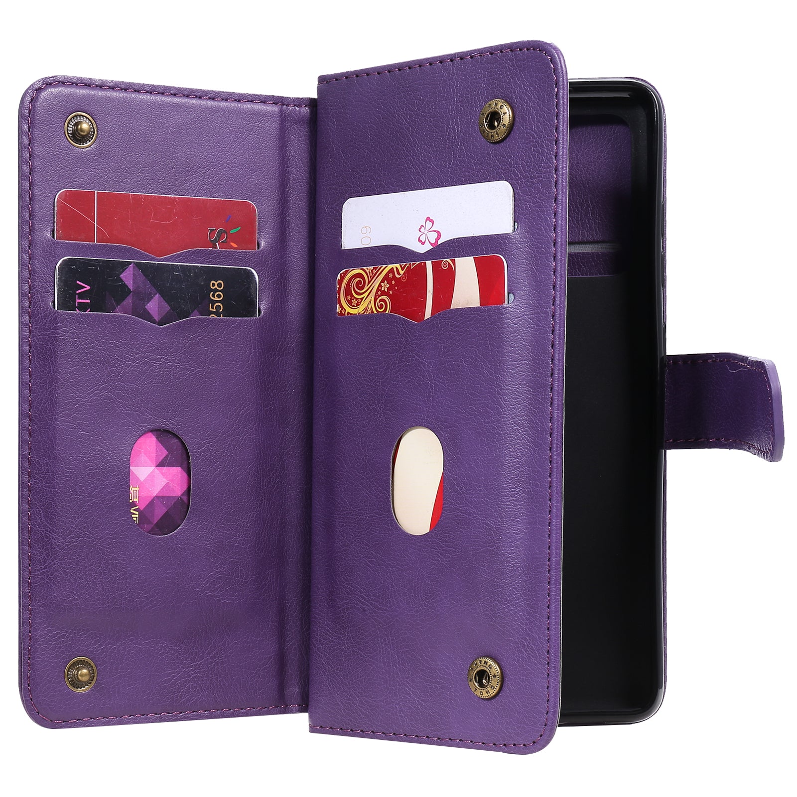 For Samsung Galaxy S20 FE 4G/S20 Fan Edition 4G/S20 FE 5G/S20 Fan Edition 5G/S20 Lite/S20 FE 2022 KT Multi-functional Series-1 New Arrival Leather Cover Shell with KT Multi-functional Series-1 10 Card Slots - Purple