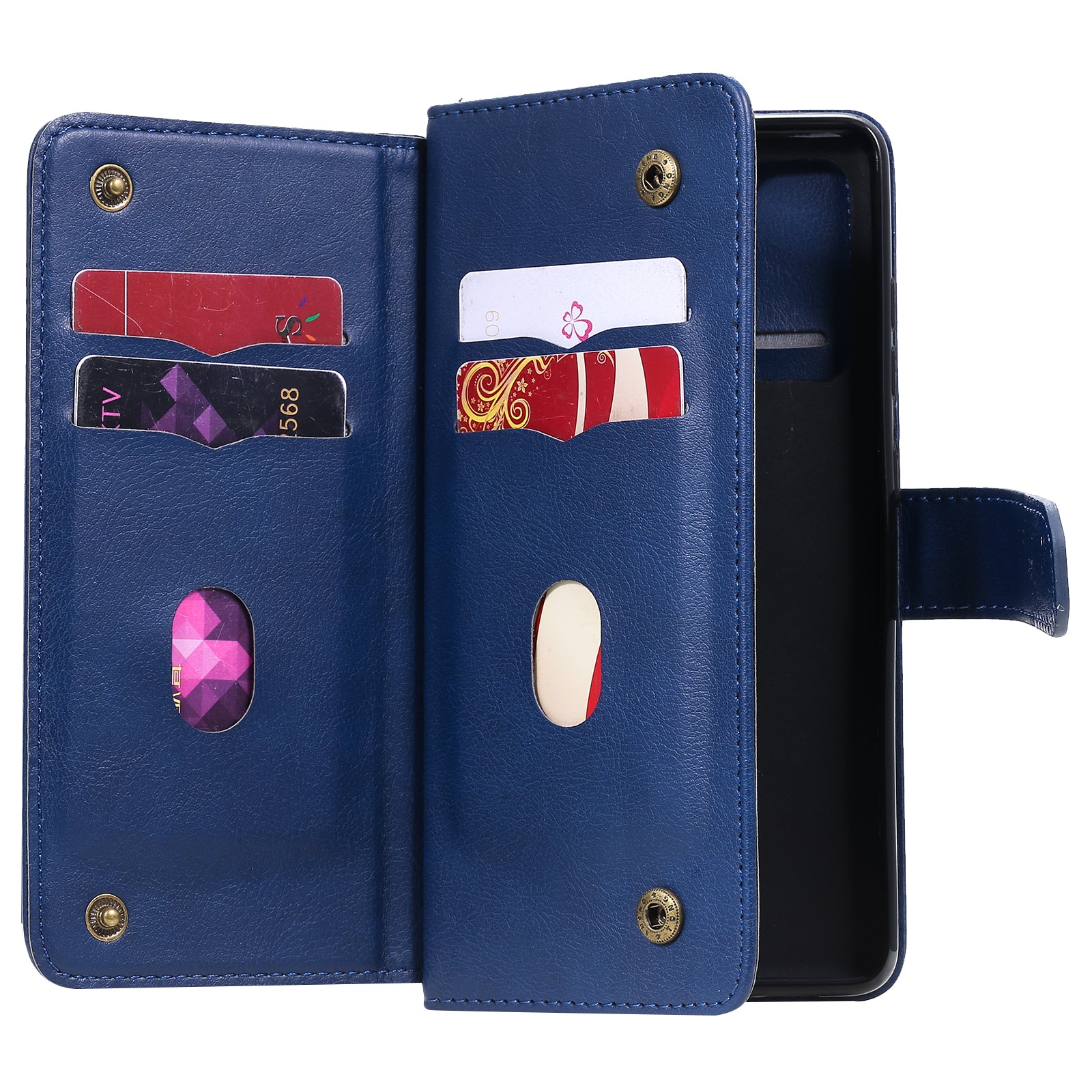 For Samsung Galaxy S20 FE 4G/S20 Fan Edition 4G/S20 FE 5G/S20 Fan Edition 5G/S20 Lite/S20 FE 2022 KT Multi-functional Series-1 New Arrival Leather Cover Shell with KT Multi-functional Series-1 10 Card Slots - Blue