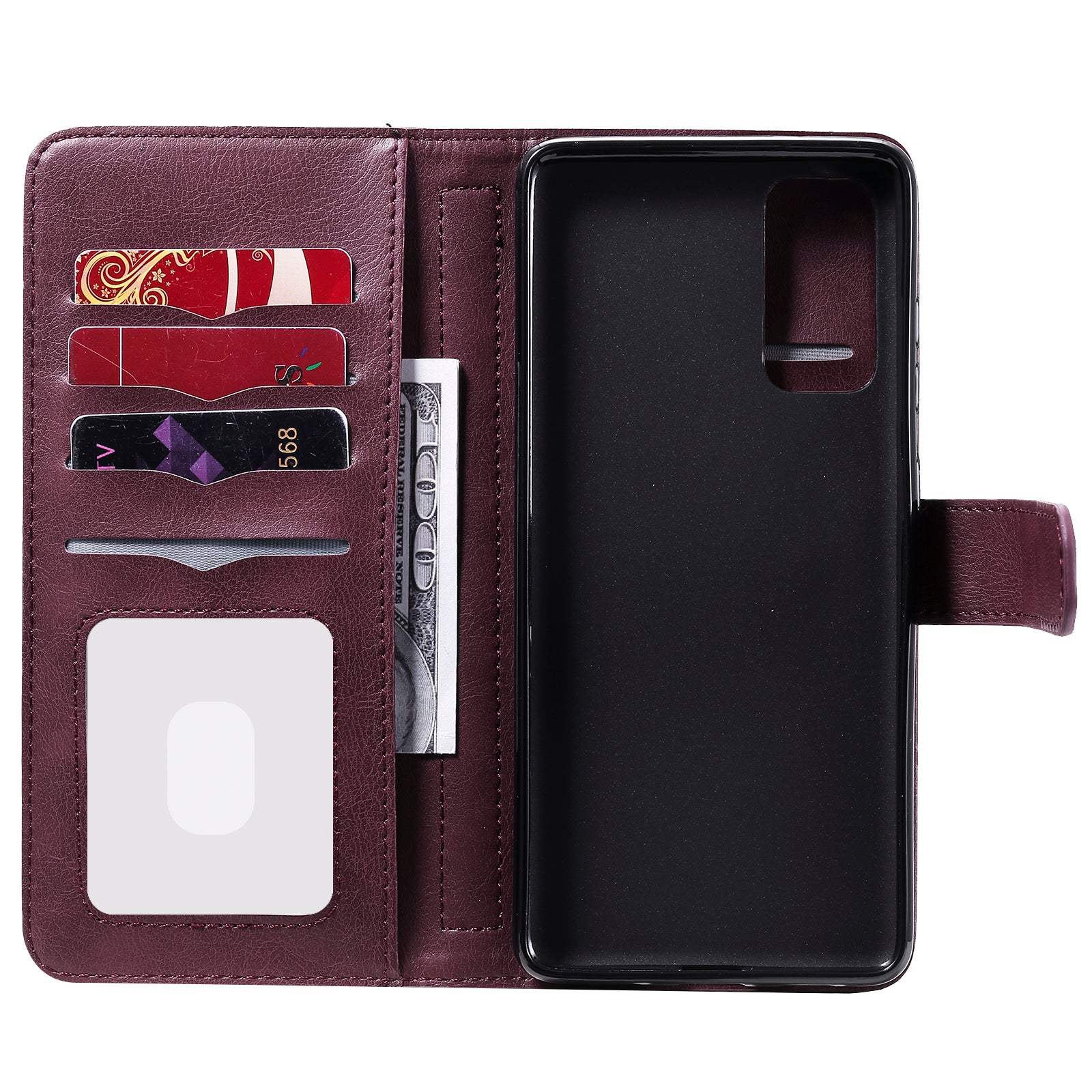 For Samsung Galaxy S20 FE 4G/S20 Fan Edition 4G/S20 FE 5G/S20 Fan Edition 5G/S20 Lite/S20 FE 2022 KT Multi-functional Series-1 New Arrival Leather Cover Shell with KT Multi-functional Series-1 10 Card Slots - Wine Red