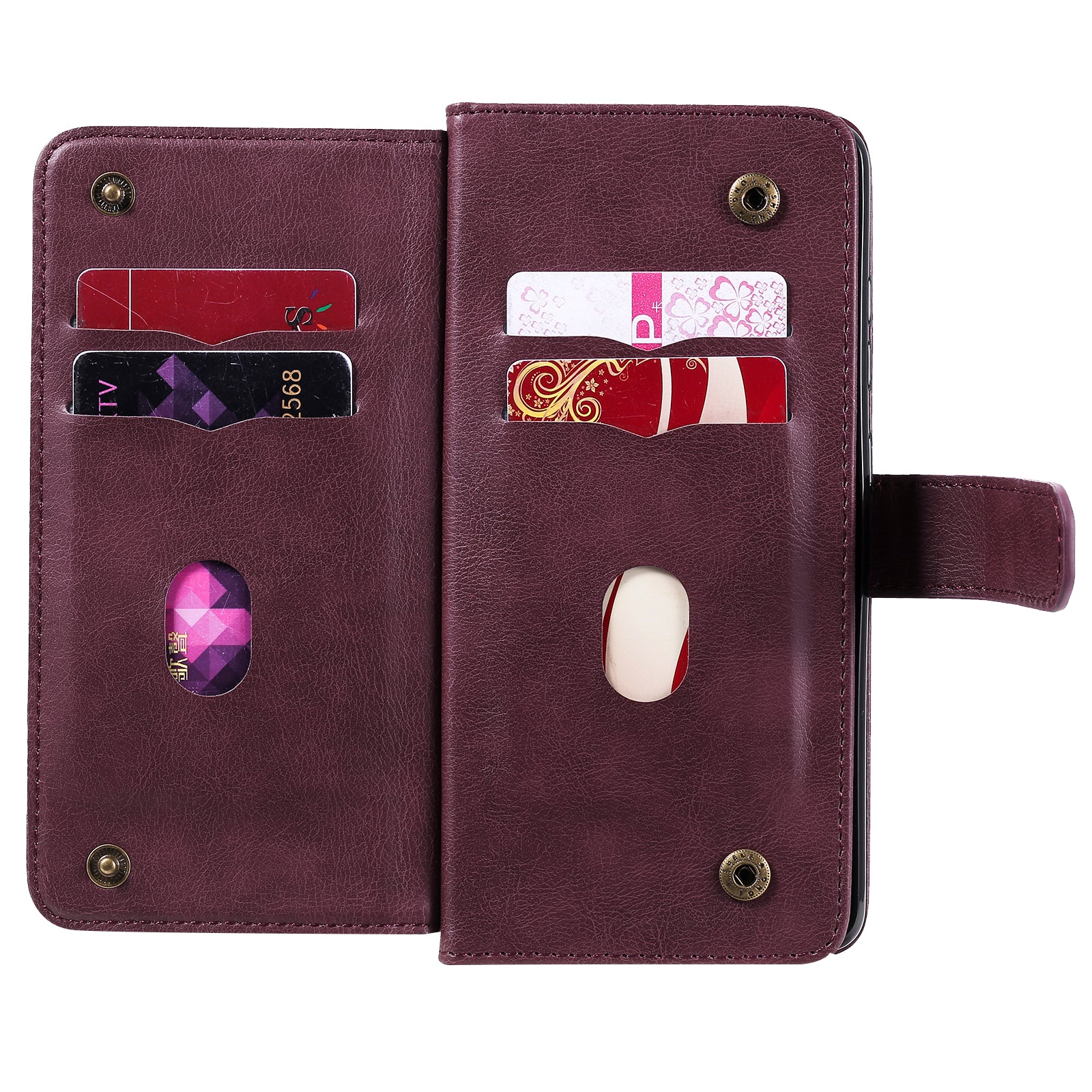 For Samsung Galaxy S20 FE 4G/S20 Fan Edition 4G/S20 FE 5G/S20 Fan Edition 5G/S20 Lite/S20 FE 2022 KT Multi-functional Series-1 New Arrival Leather Cover Shell with KT Multi-functional Series-1 10 Card Slots - Wine Red