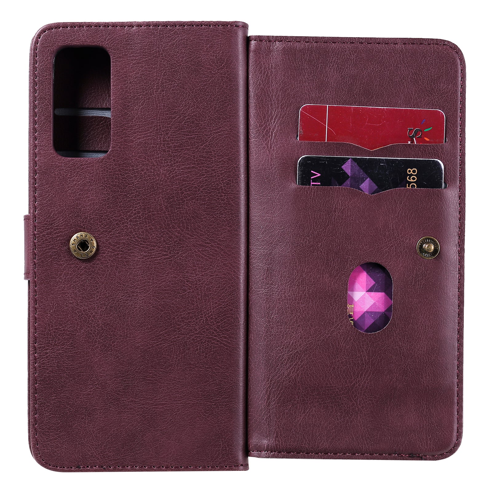 For Samsung Galaxy S20 FE 4G/S20 Fan Edition 4G/S20 FE 5G/S20 Fan Edition 5G/S20 Lite/S20 FE 2022 KT Multi-functional Series-1 New Arrival Leather Cover Shell with KT Multi-functional Series-1 10 Card Slots - Wine Red