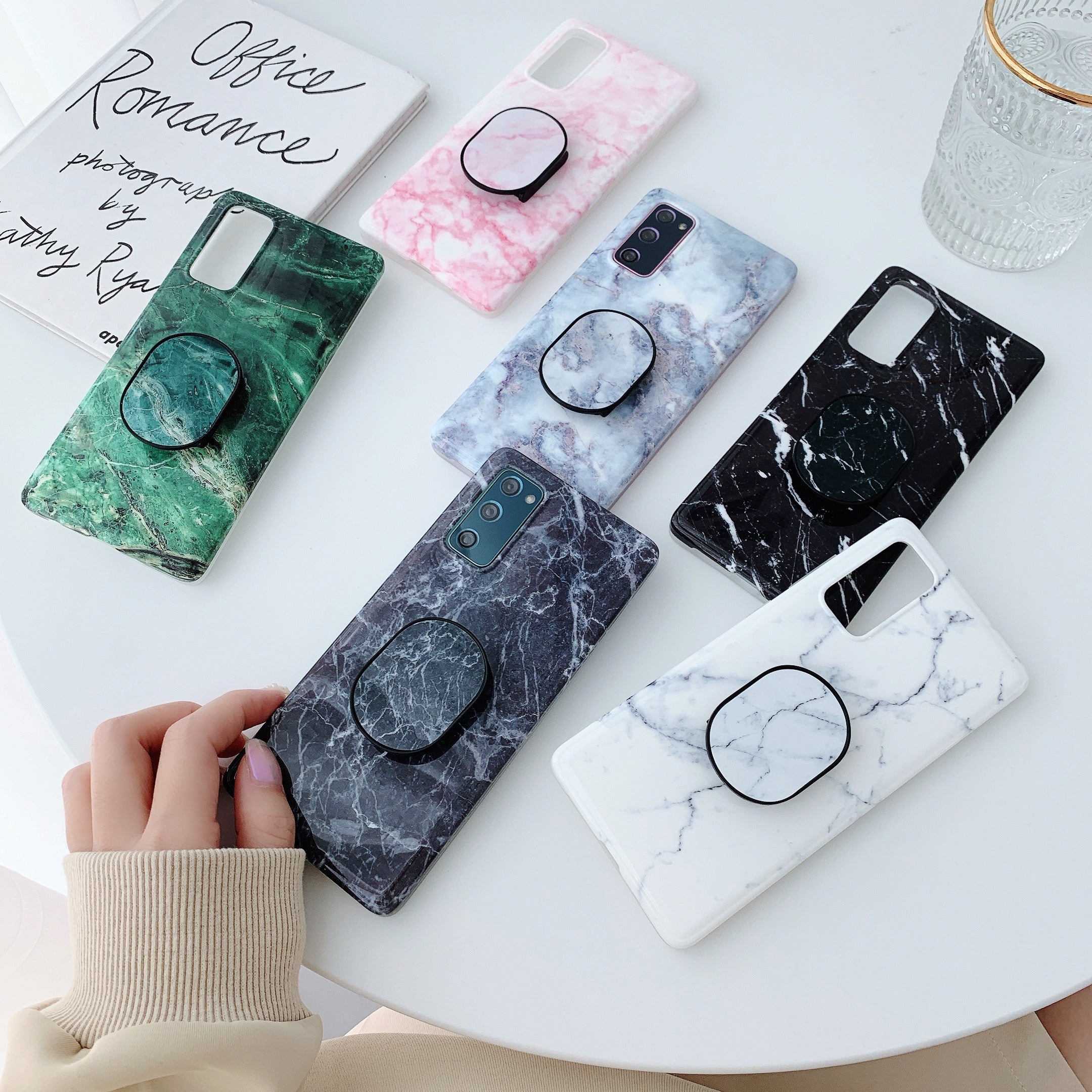 For Samsung Galaxy S20 FE 4G/5G/S20 Lite/S20 FE 2022 Kickstand Simple Marble Patterned TPU Cover - Style A