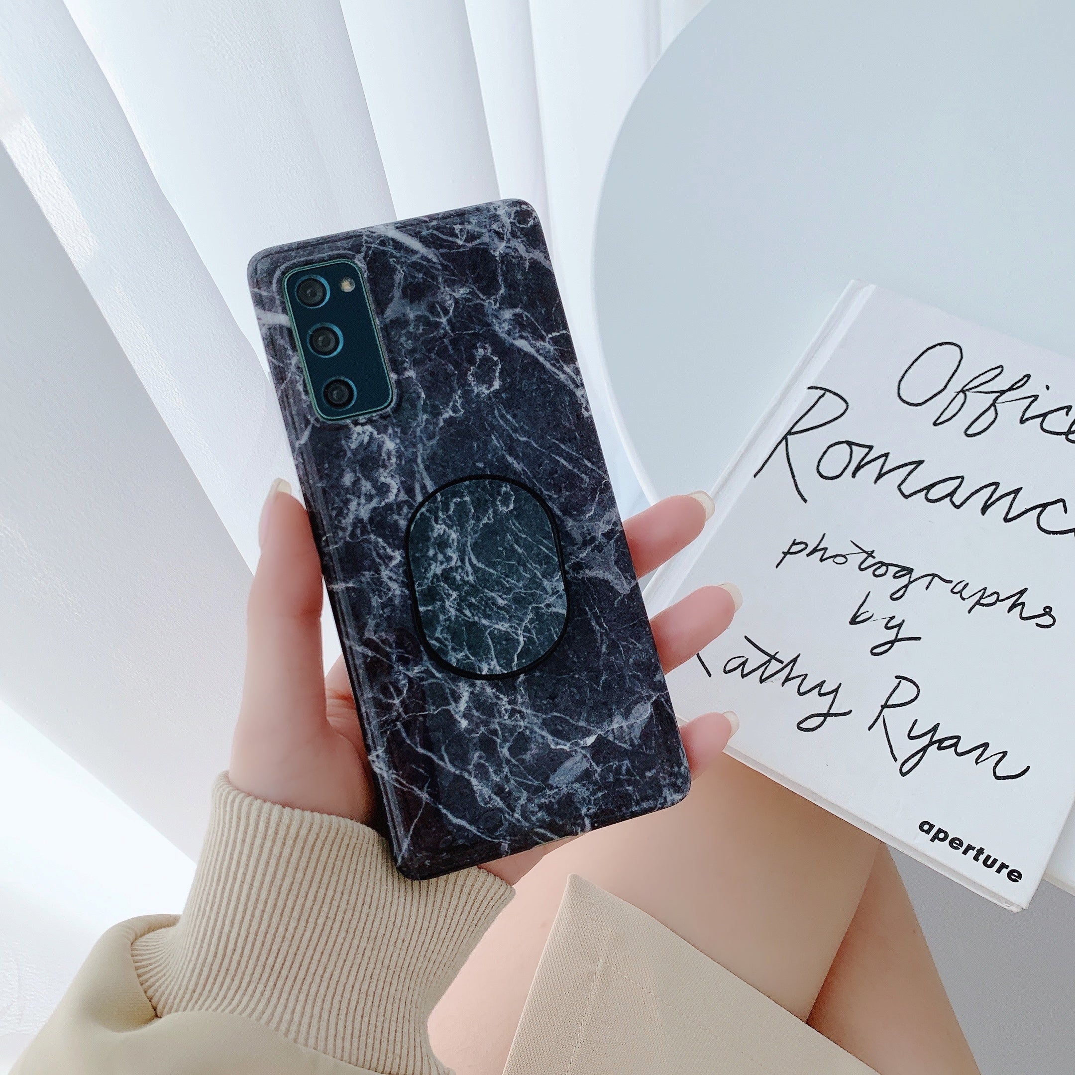 For Samsung Galaxy S20 FE 4G/5G/S20 Lite/S20 FE 2022 Kickstand Simple Marble Patterned TPU Cover - Style D