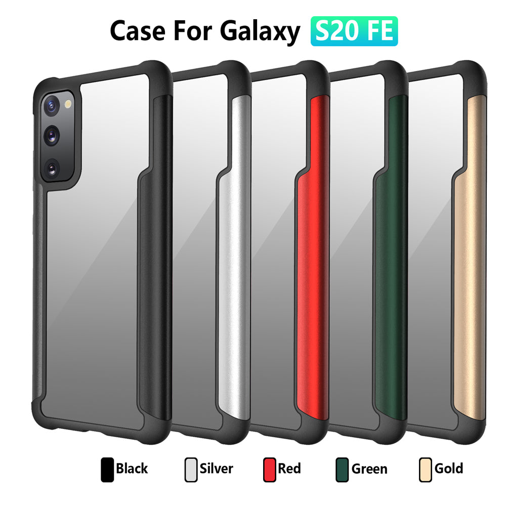 For Samsung Galaxy S20 FE 4G/5G/S20 Lite/S20 FE 2022 Drop Resistant Metal + TPU + Clear PC Hybrid Back Case - Red