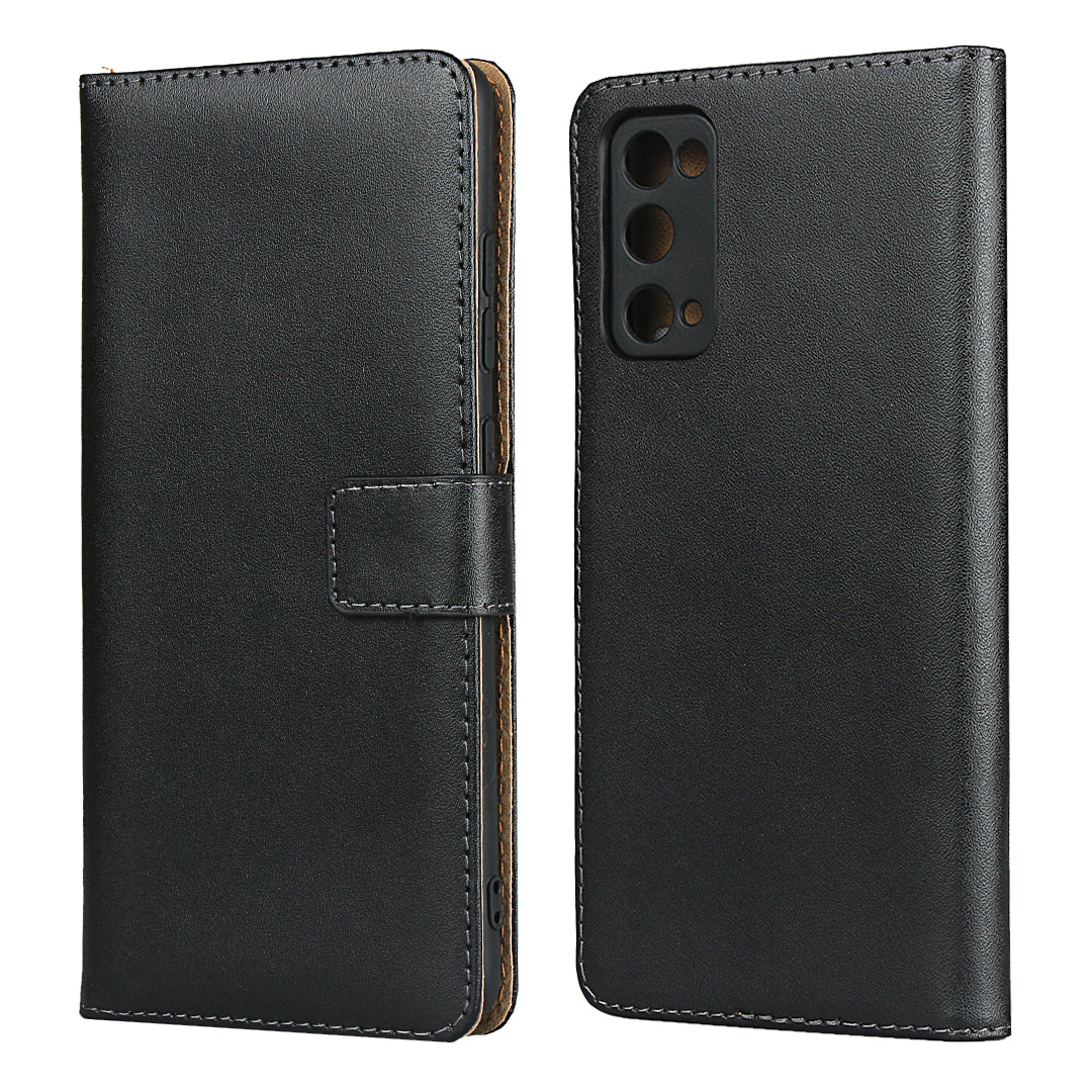 For Samsung Galaxy S20 FE 4G/5G/S20 Lite/S20 FE 2022 Split Leather Shell Wallet Stand Mobile Phone Cover - Black