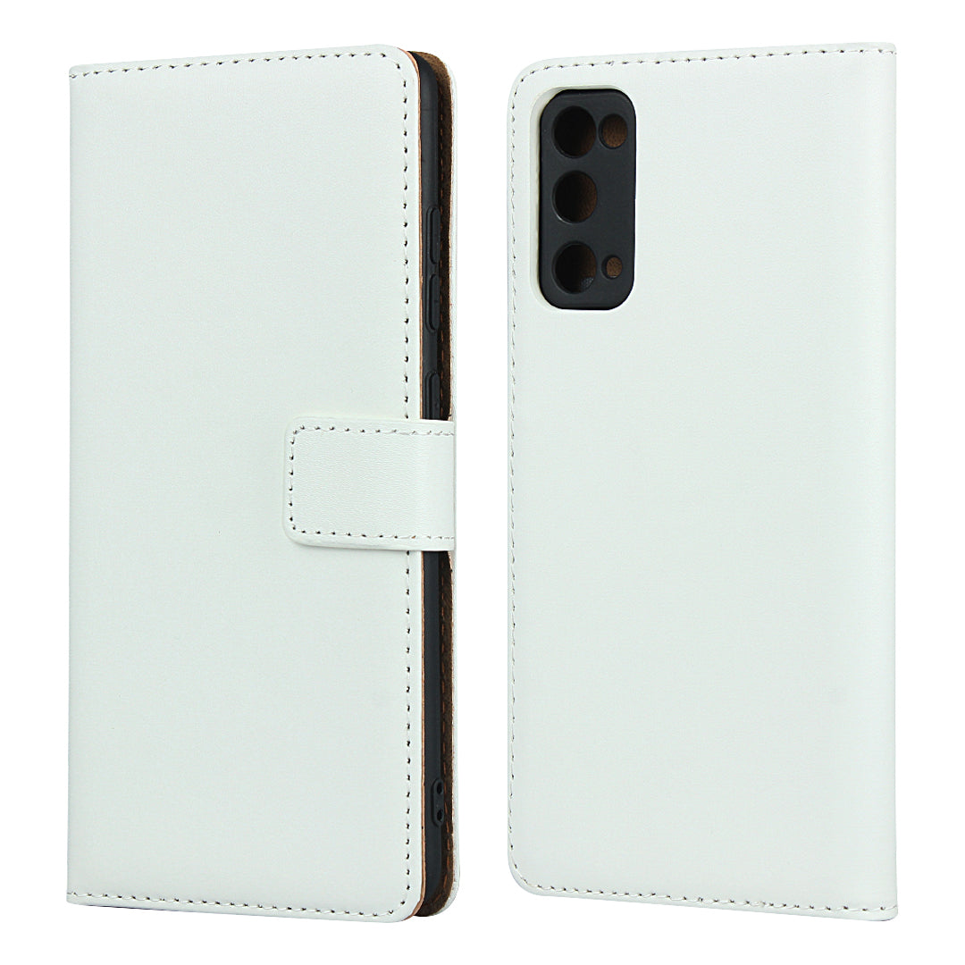 For Samsung Galaxy S20 FE 4G/5G/S20 Lite/S20 FE 2022 Split Leather Shell Wallet Stand Mobile Phone Cover - White