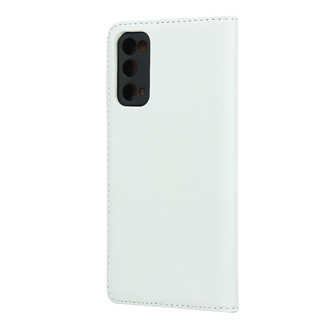 For Samsung Galaxy S20 FE 4G/5G/S20 Lite/S20 FE 2022 Split Leather Shell Wallet Stand Mobile Phone Cover - White