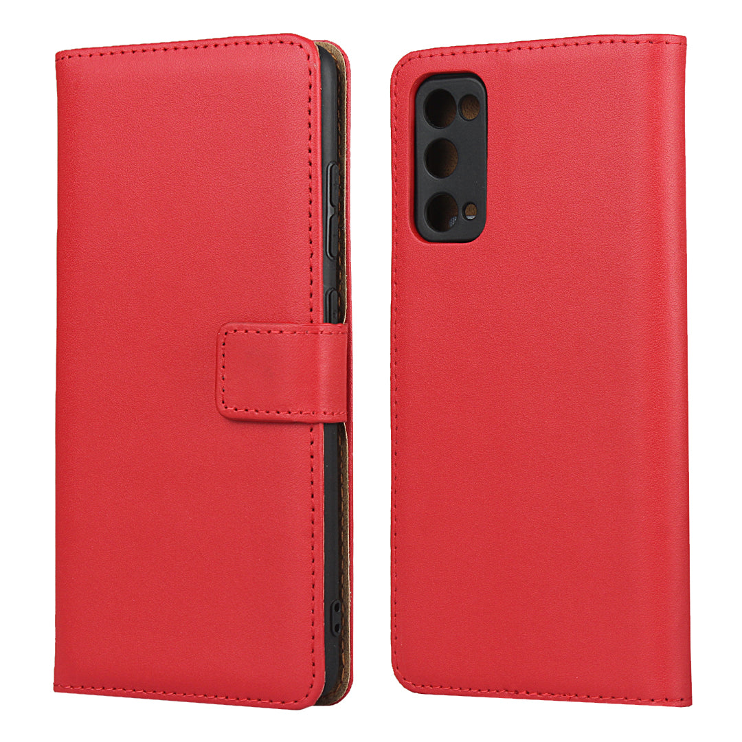 For Samsung Galaxy S20 FE 4G/5G/S20 Lite/S20 FE 2022 Split Leather Shell Wallet Stand Mobile Phone Cover - Red