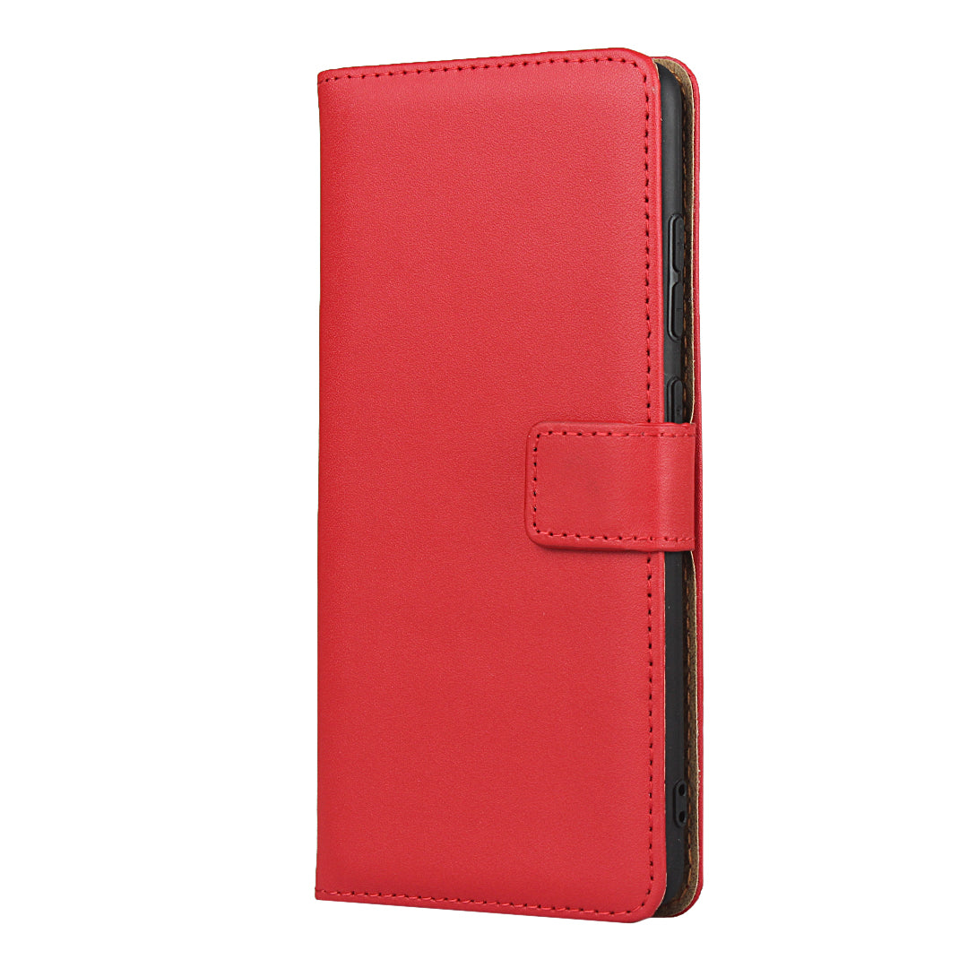 For Samsung Galaxy S20 FE 4G/5G/S20 Lite/S20 FE 2022 Split Leather Shell Wallet Stand Mobile Phone Cover - Red