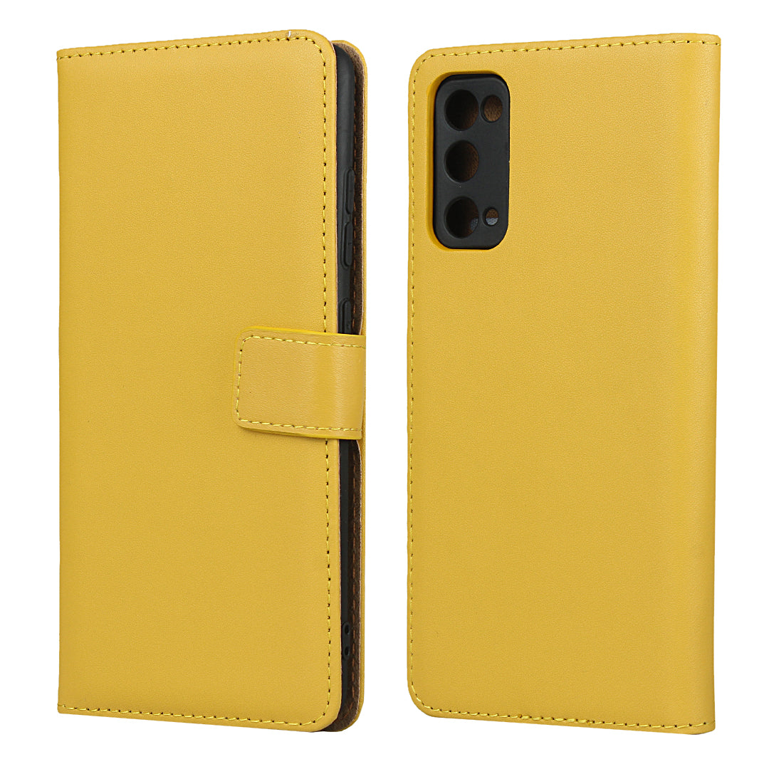 For Samsung Galaxy S20 FE 4G/5G/S20 Lite/S20 FE 2022 Split Leather Shell Wallet Stand Mobile Phone Cover - Yellow