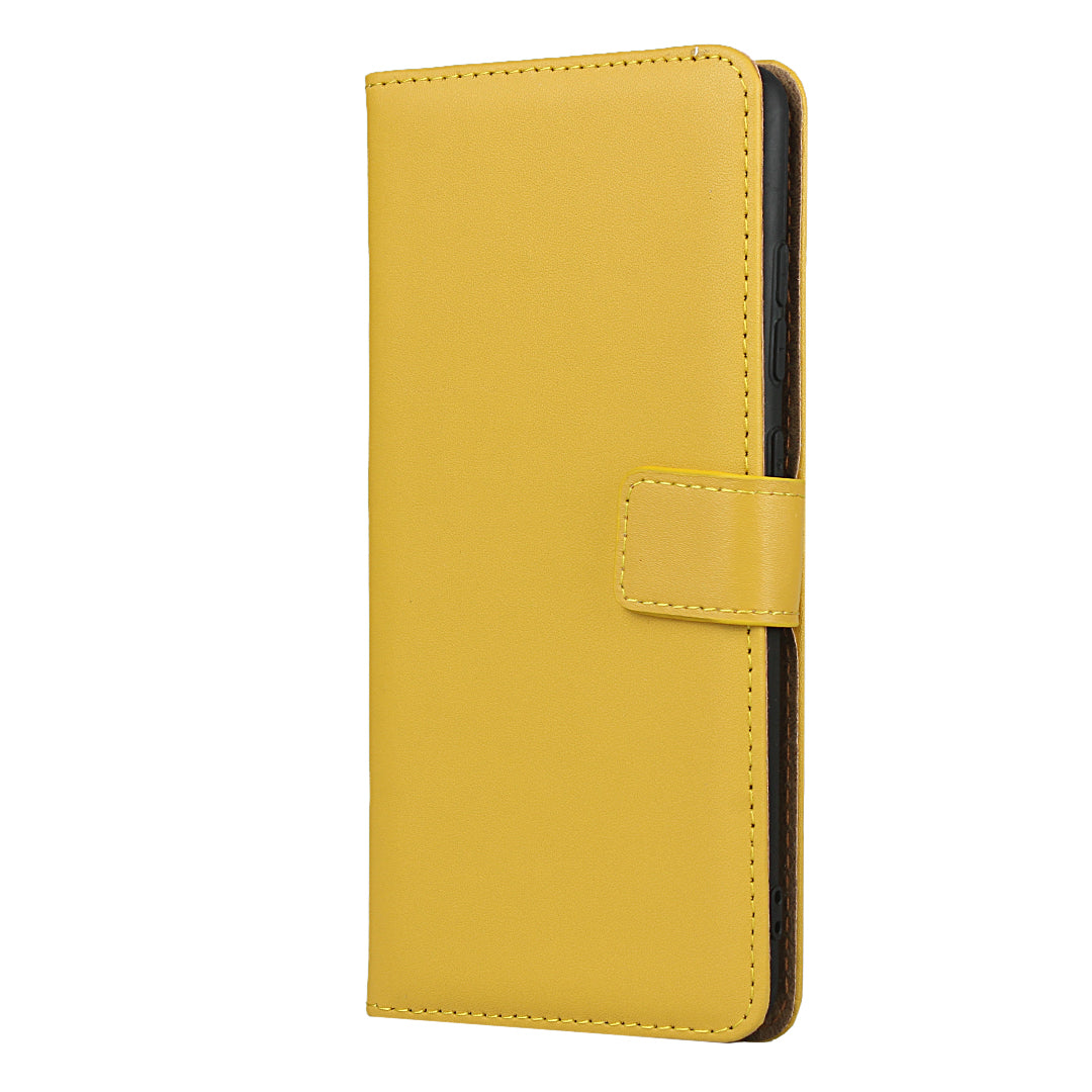 For Samsung Galaxy S20 FE 4G/5G/S20 Lite/S20 FE 2022 Split Leather Shell Wallet Stand Mobile Phone Cover - Yellow