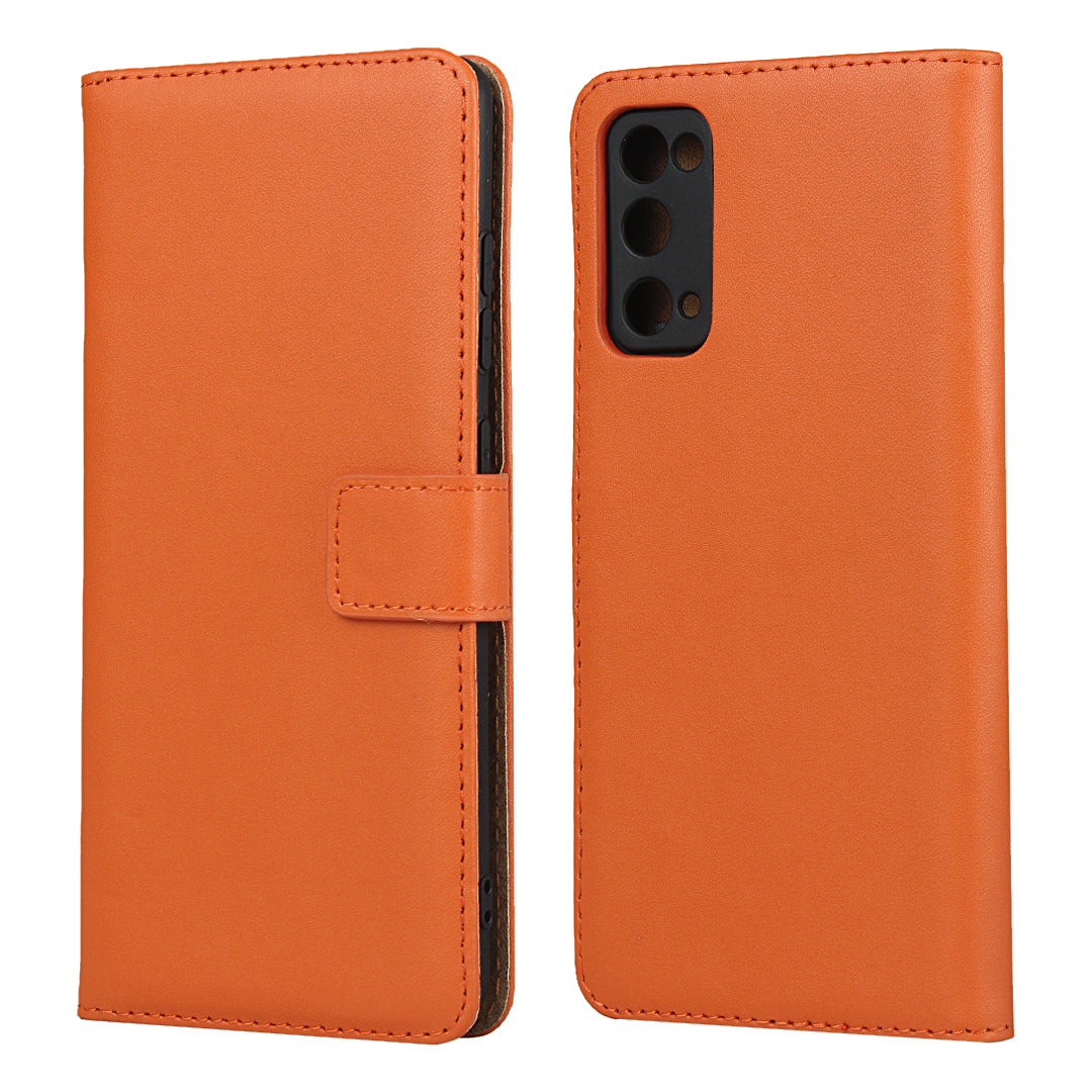 For Samsung Galaxy S20 FE 4G/5G/S20 Lite/S20 FE 2022 Split Leather Shell Wallet Stand Mobile Phone Cover - Orange