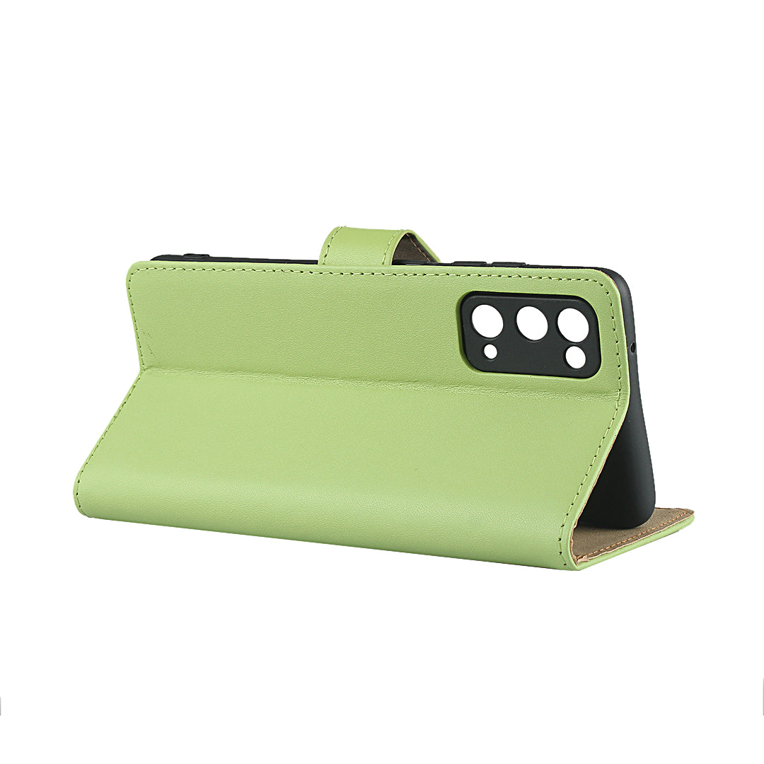 For Samsung Galaxy S20 FE 4G/5G/S20 Lite/S20 FE 2022 Split Leather Shell Wallet Stand Mobile Phone Cover - Green