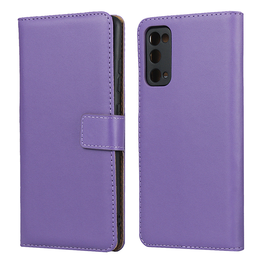 For Samsung Galaxy S20 FE 4G/5G/S20 Lite/S20 FE 2022 Split Leather Shell Wallet Stand Mobile Phone Cover - Purple